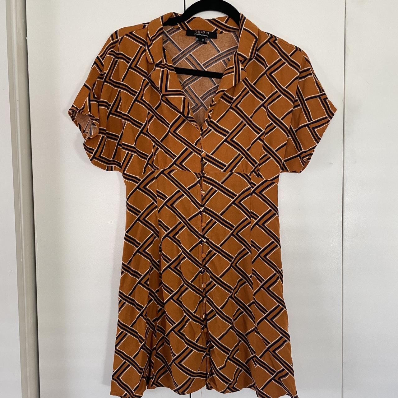 Forever 21 mustard yellow patterned dress Tagged... Depop