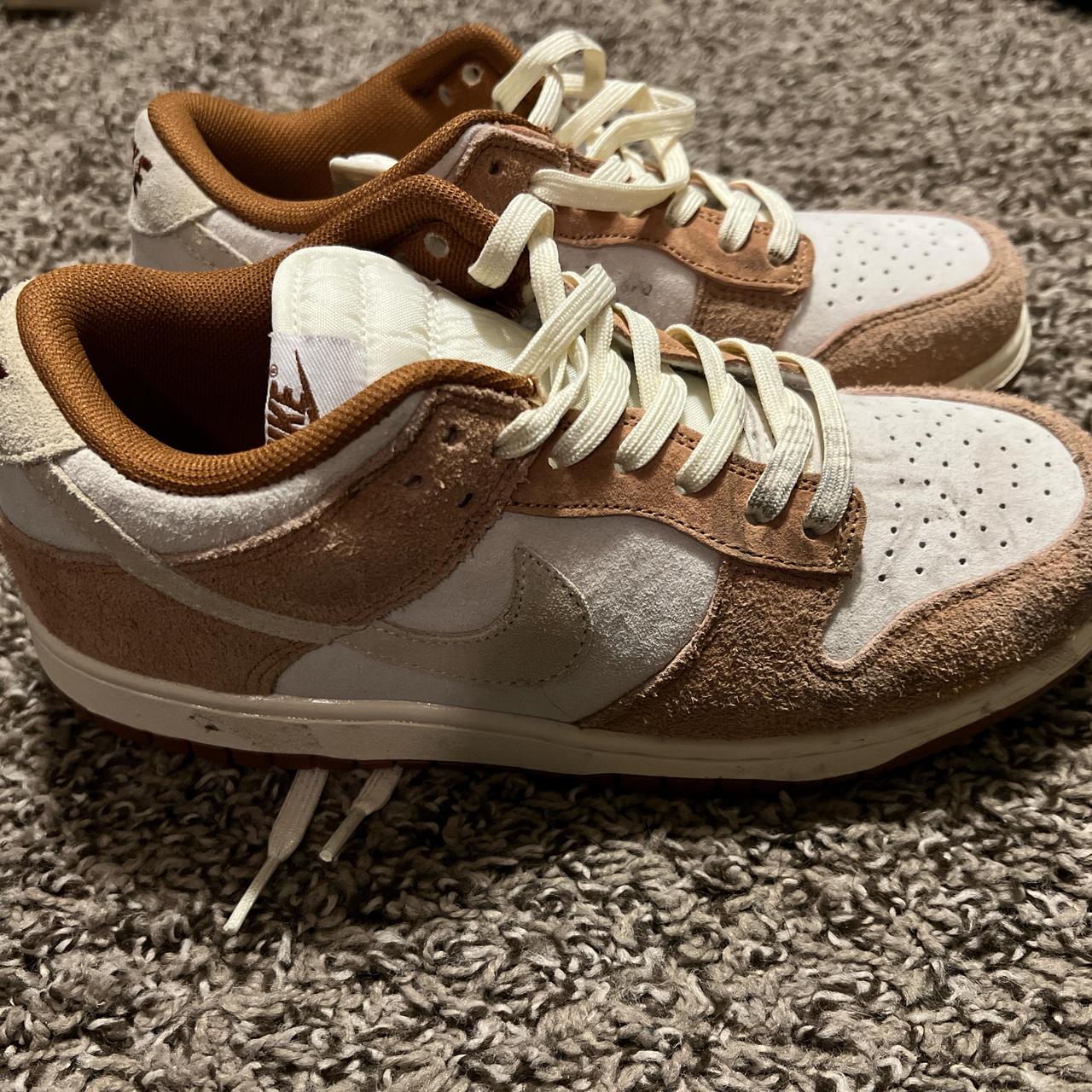 Nike suede brown and cream shoes Depop