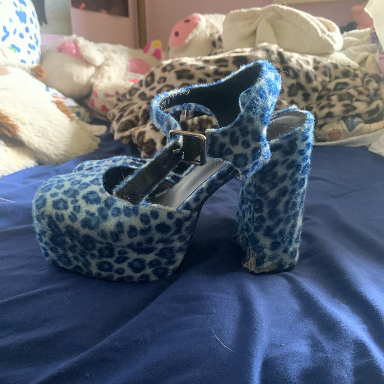 Blue store fuzzy heels