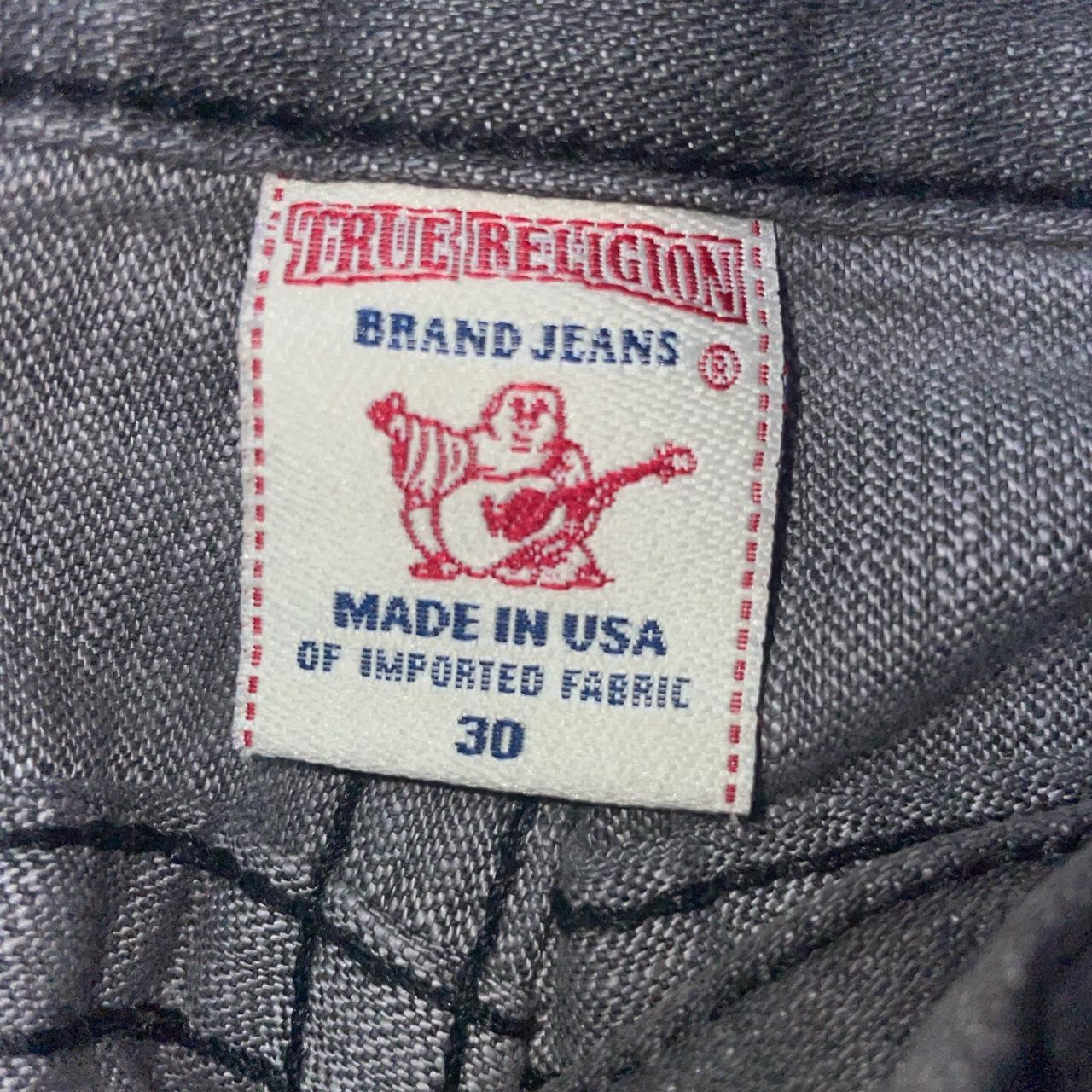 TRUE RELIGION JEAN WITH LEATHER LOGO! Color gray... - Depop