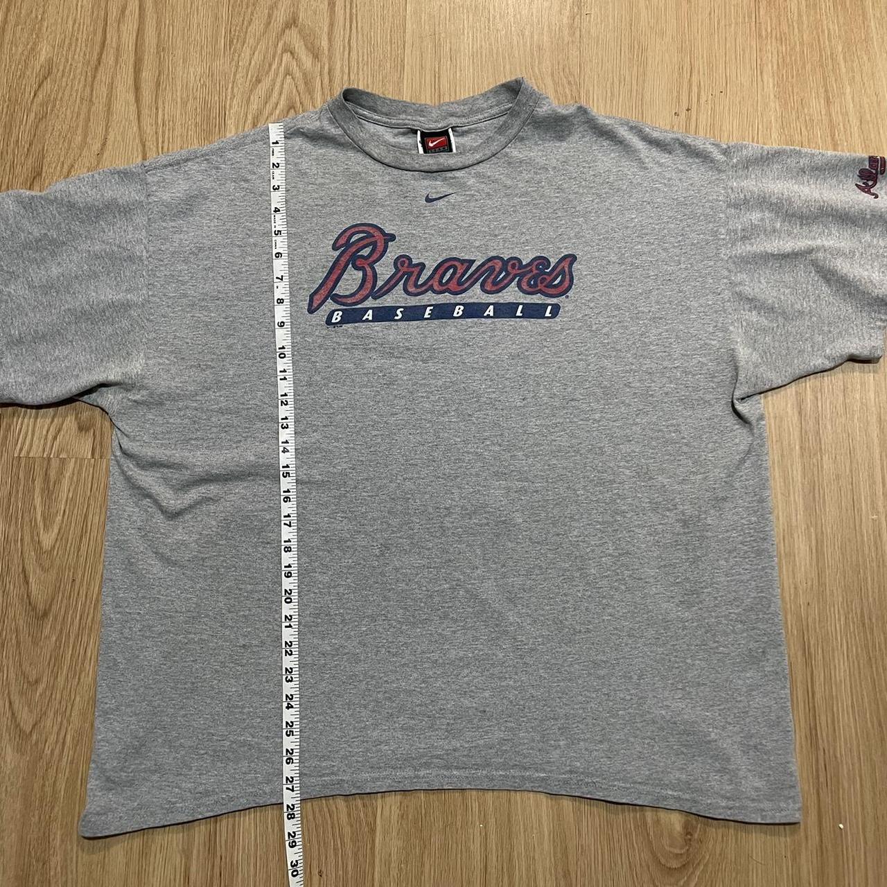 NIKE Grey Swoosh Atlanta Braves Baseball MLB Tee (XXXL)