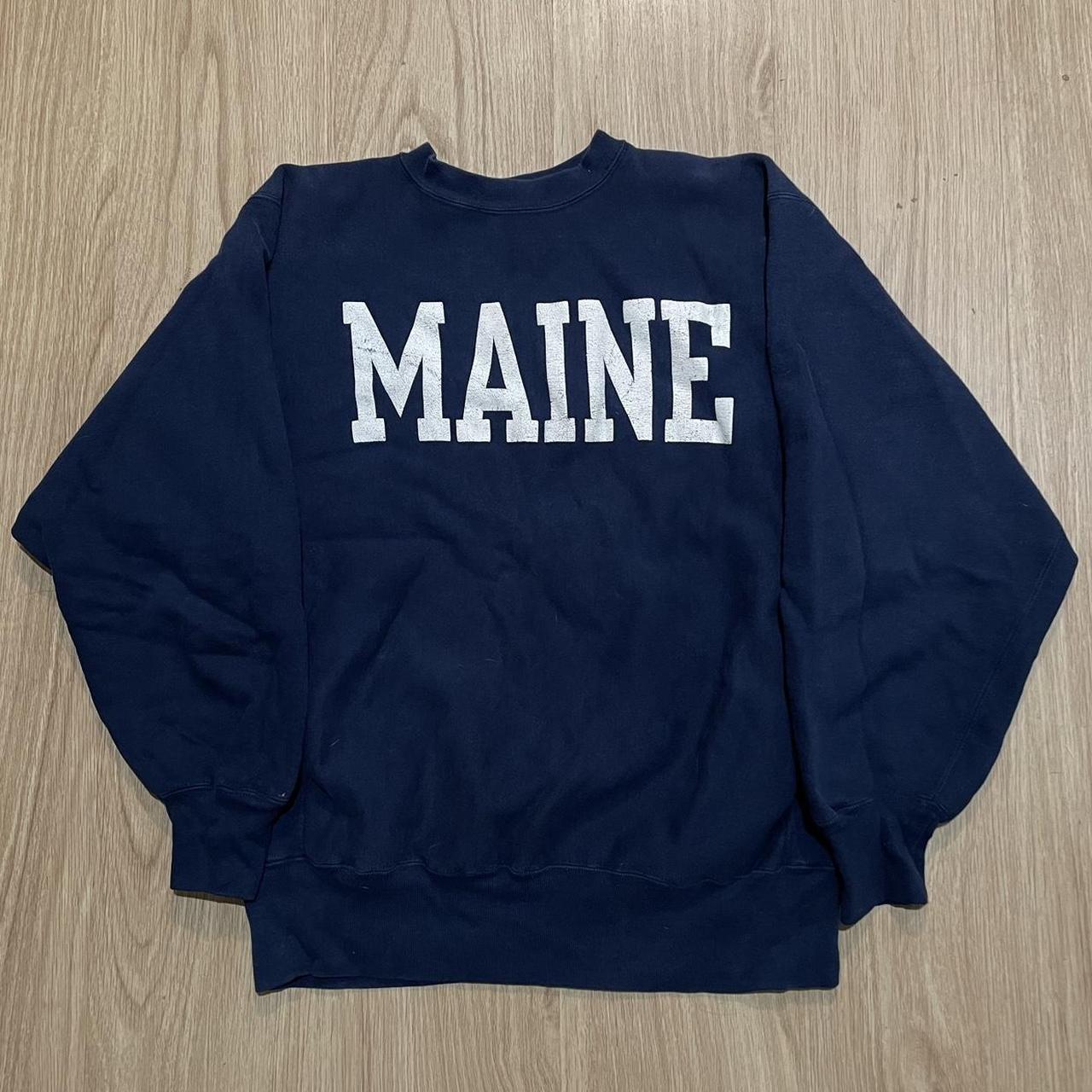 80s Champion Reverse Weave Maine Sweatshirt Heather... - Depop