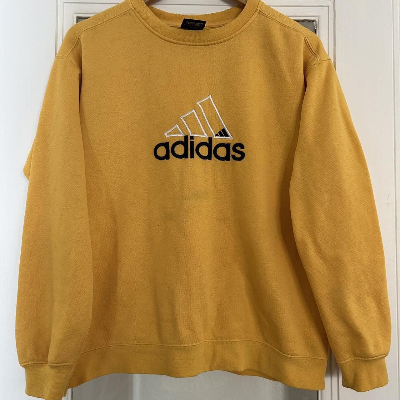 Vintage adidas sweatshirt jumper yellow size 14. Depop