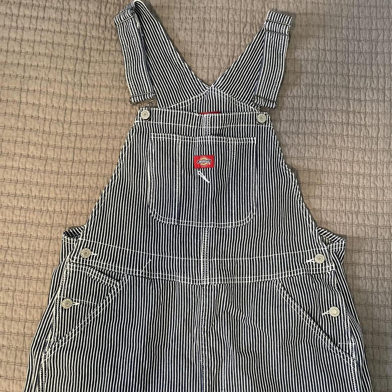 Dickies pinstripe Overalls Size L 24” inseam Depop