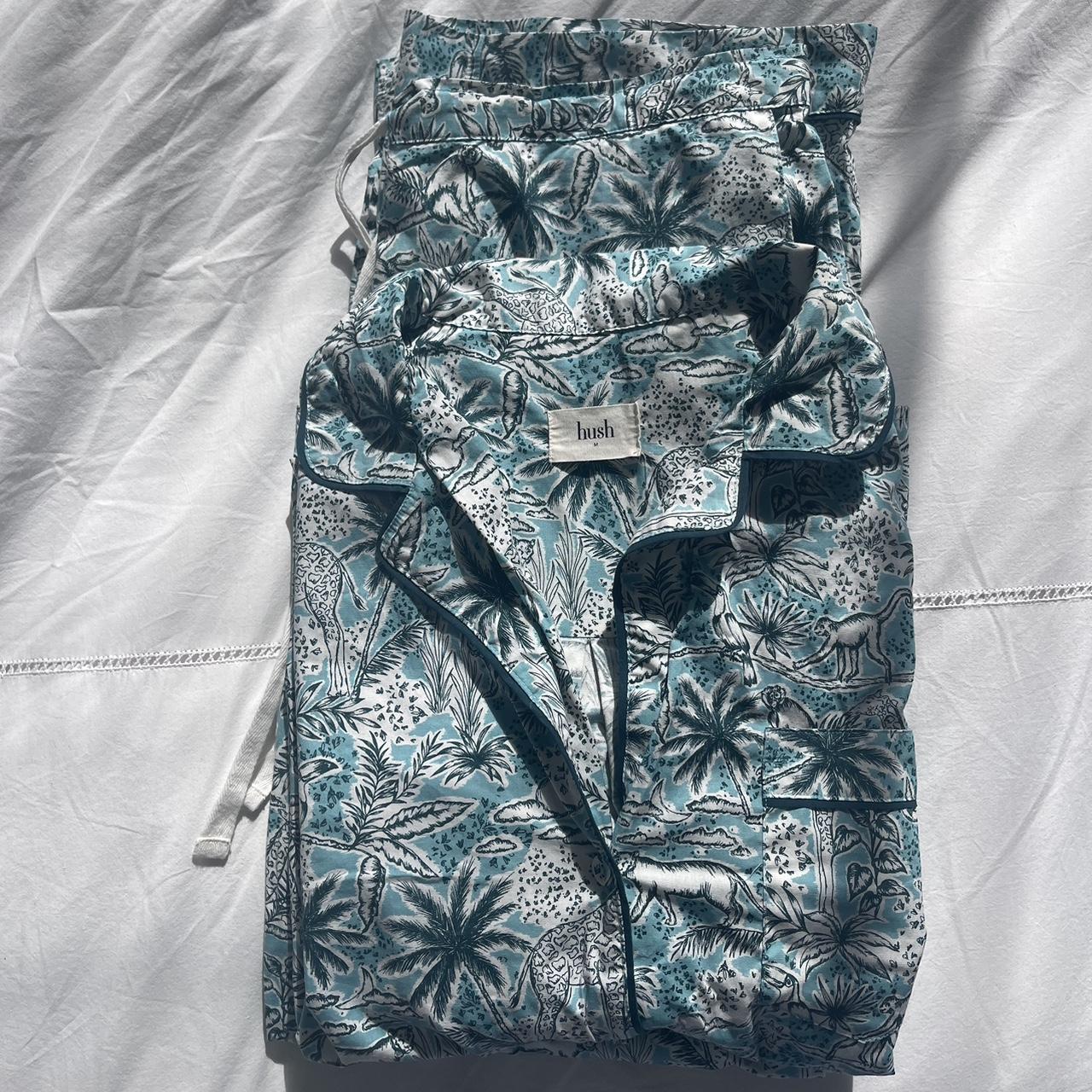 HUSH Pyjama Set Blue & White Jungle Print Perfect... - Depop