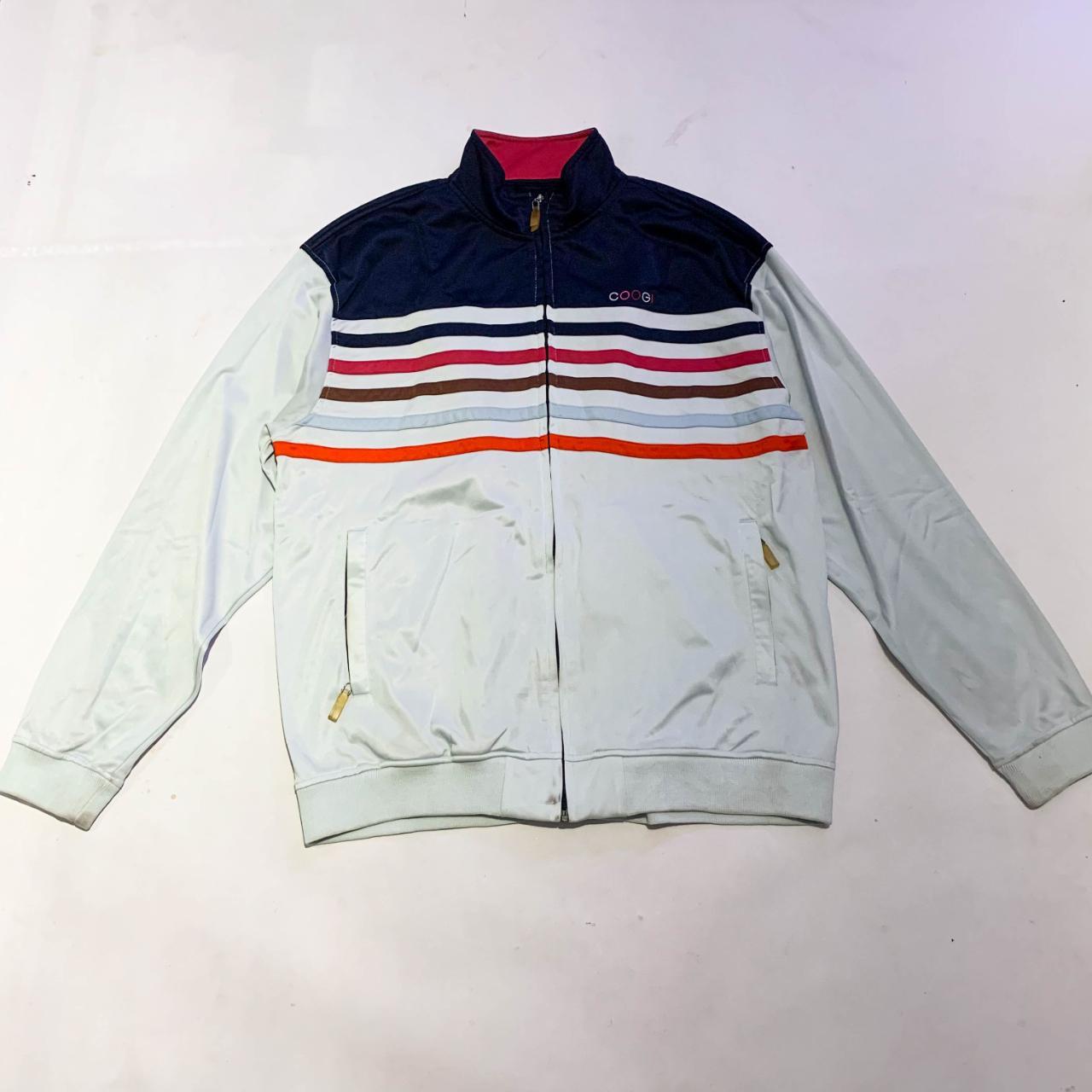 Coogi Men's White and Blue Jacket | Depop