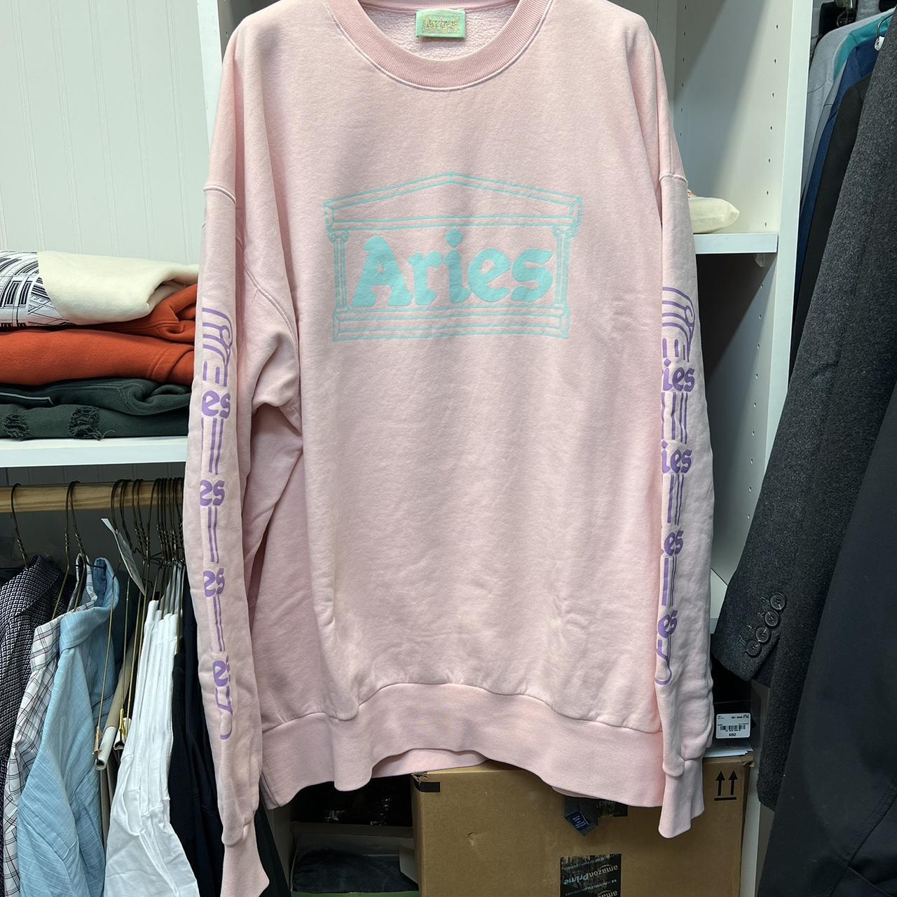 Aries Arise Men's Pink Jumper Depop
