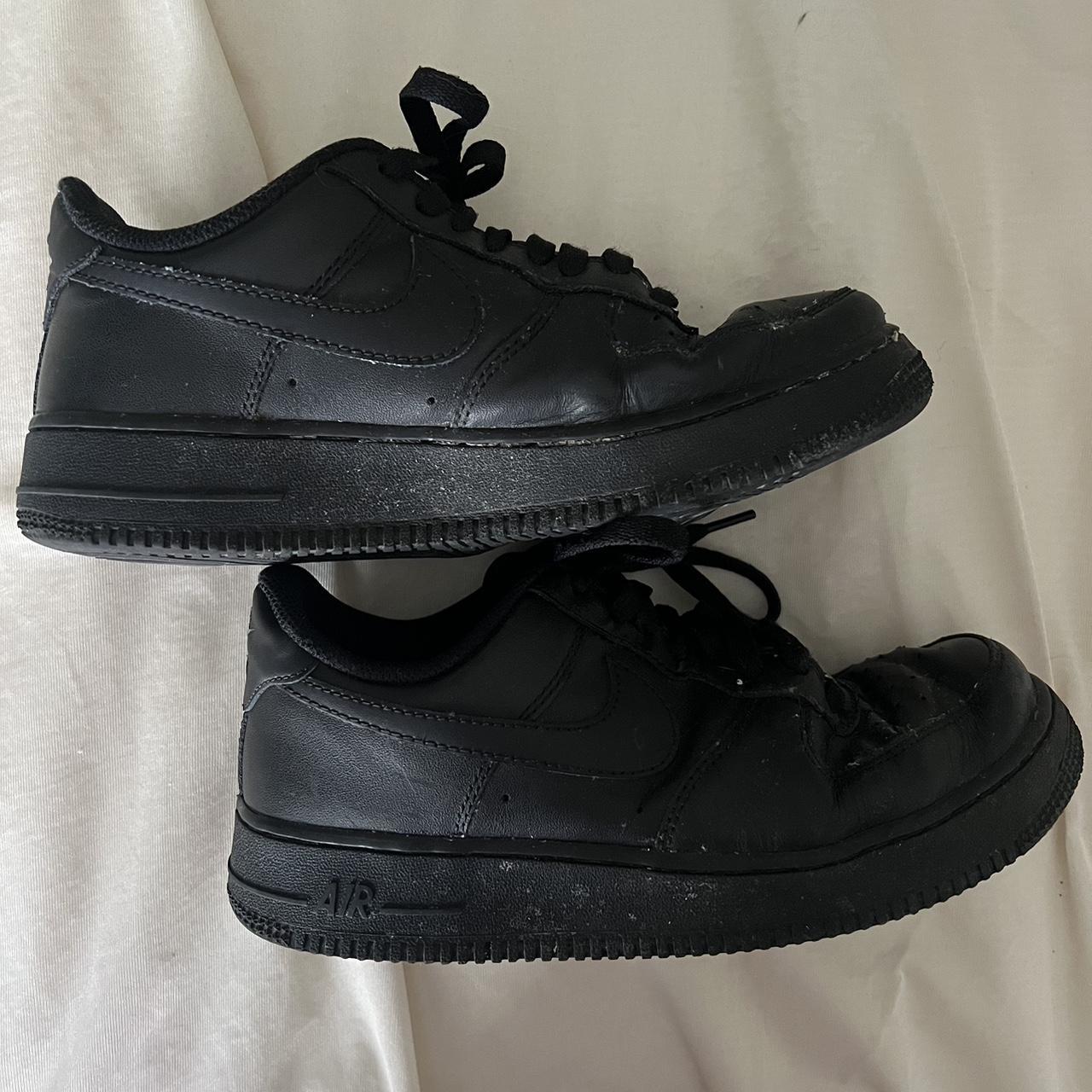 Leather Black Nike Air Force 1s sneakers! in good... - Depop