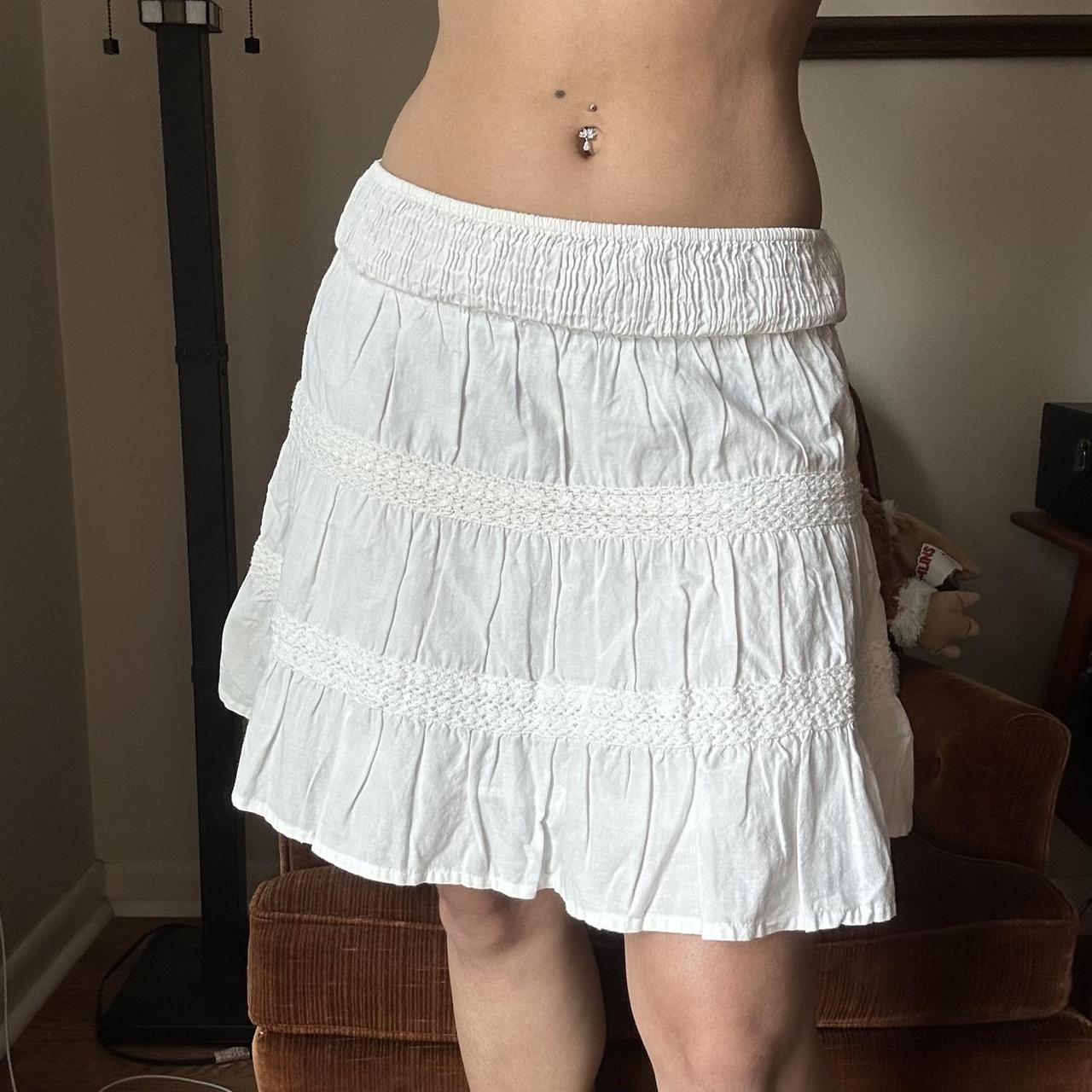 Tiered mini skirt All white tiered fairy skirt.... - Depop