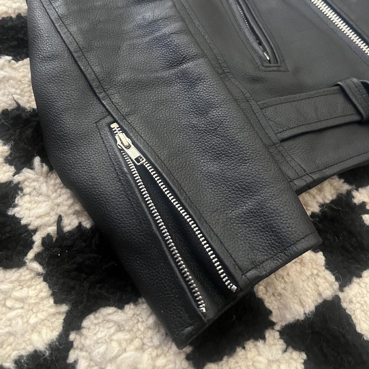 Reclaimed Vintage Leather Biker Jacket With Back Print