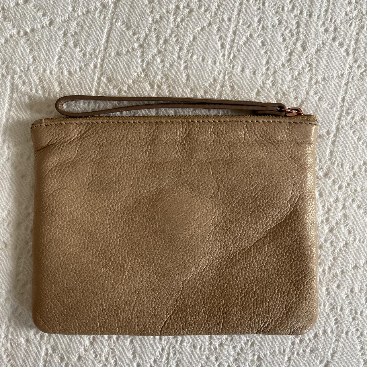 Mimco beige and rose gold clutch. Used, in fair... - Depop