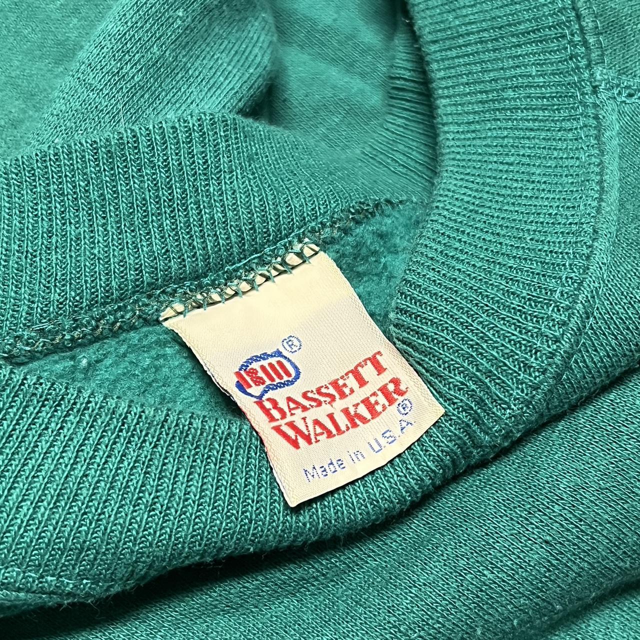 vintage 80s teal green blank crewneck sweatshirt... - Depop