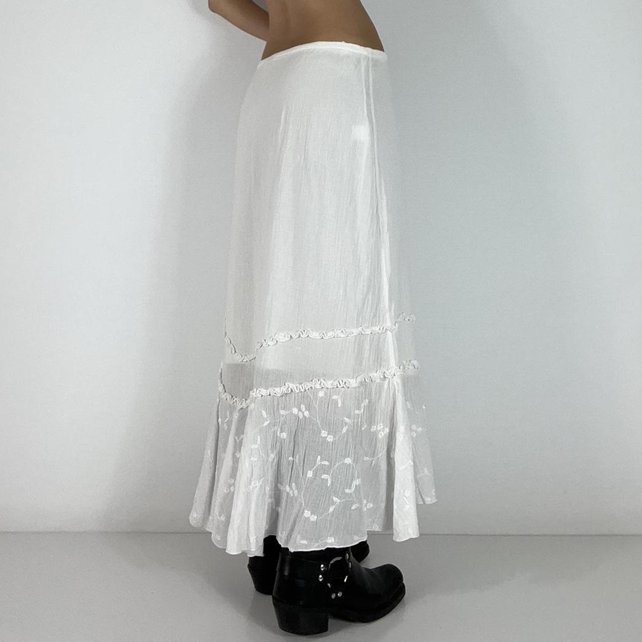 White maxi skirt ☆ Sheer skirt with lining Floral... - Depop