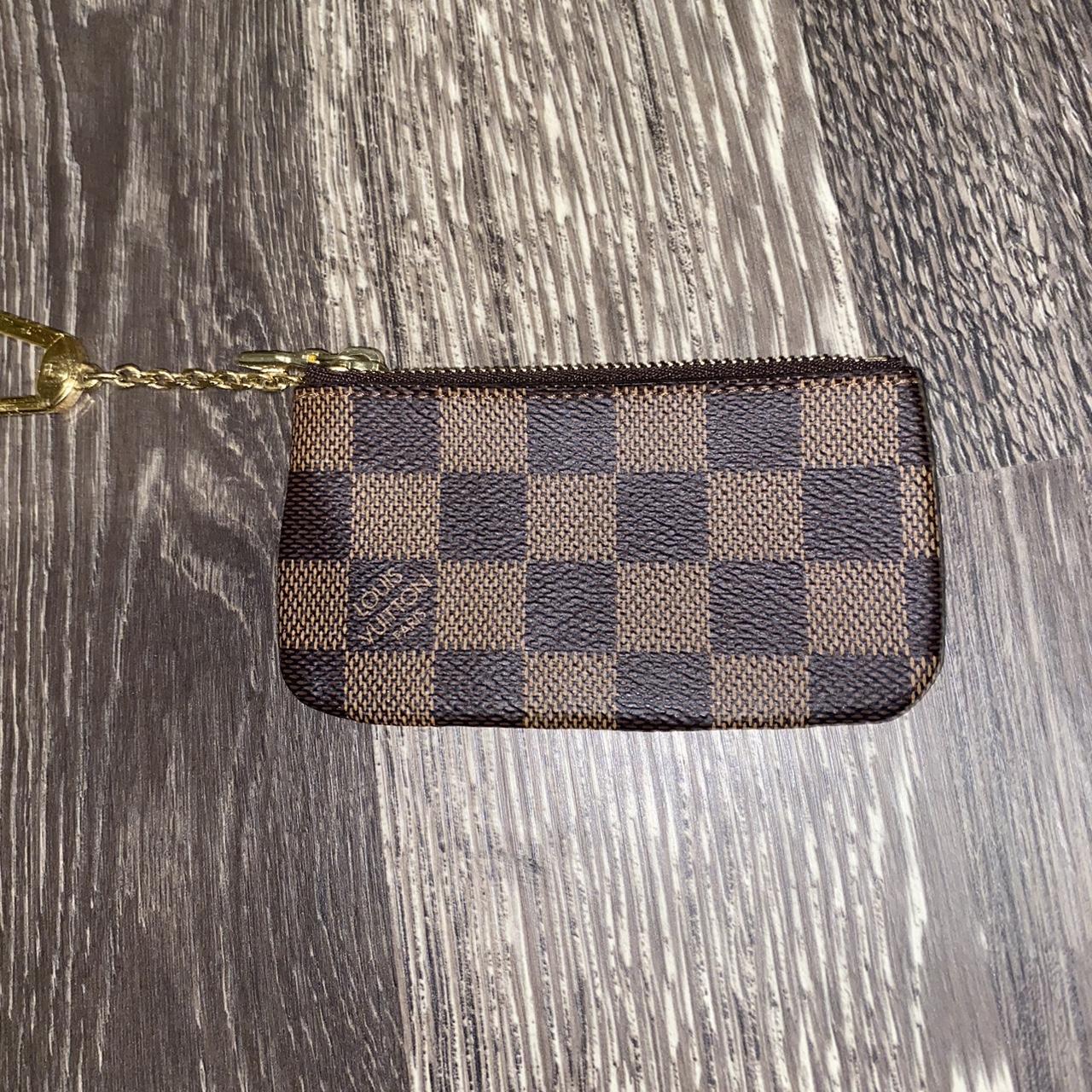 Louis Vuitton Key Pouch in Damier Ebene Gold - Depop