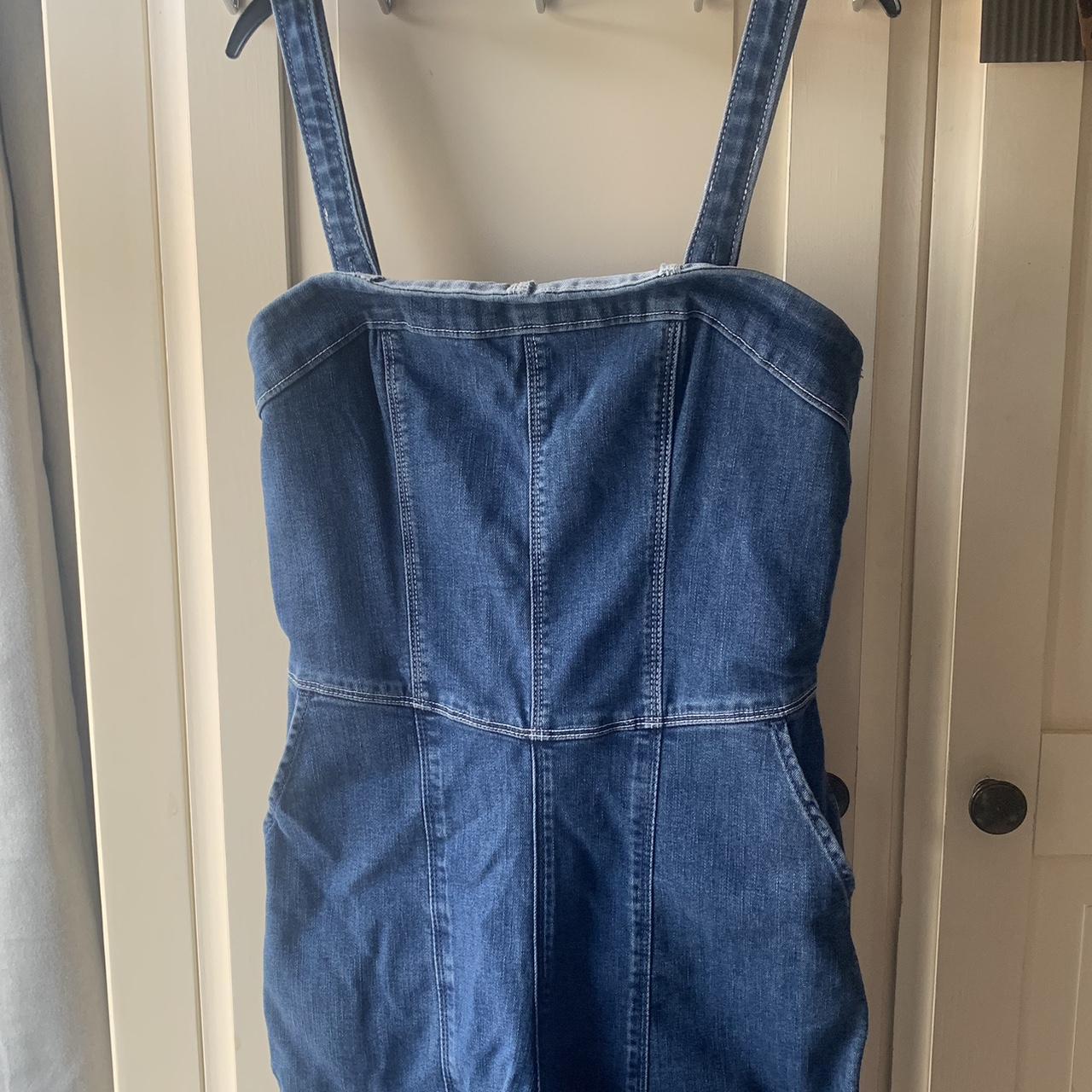 Hollister denim jumpsuit with bootcut leg Body... Depop