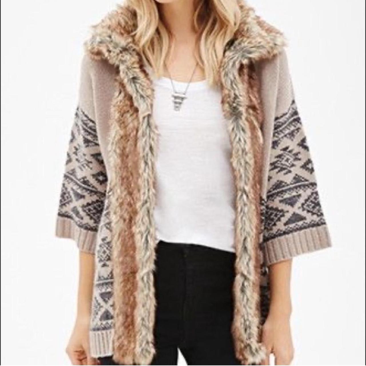 Faux fur shop cardigan forever 21