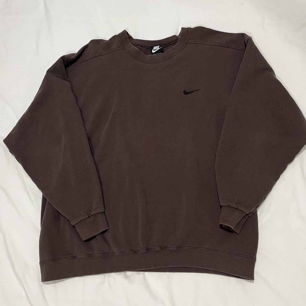 Brown Nike Tonal Swoosh Crewneck • item is in... - Depop