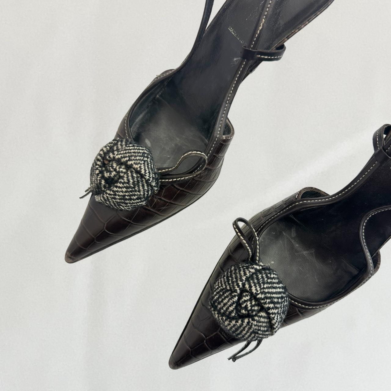 Brown Prada flower detail kitten heels - Shows... - Depop