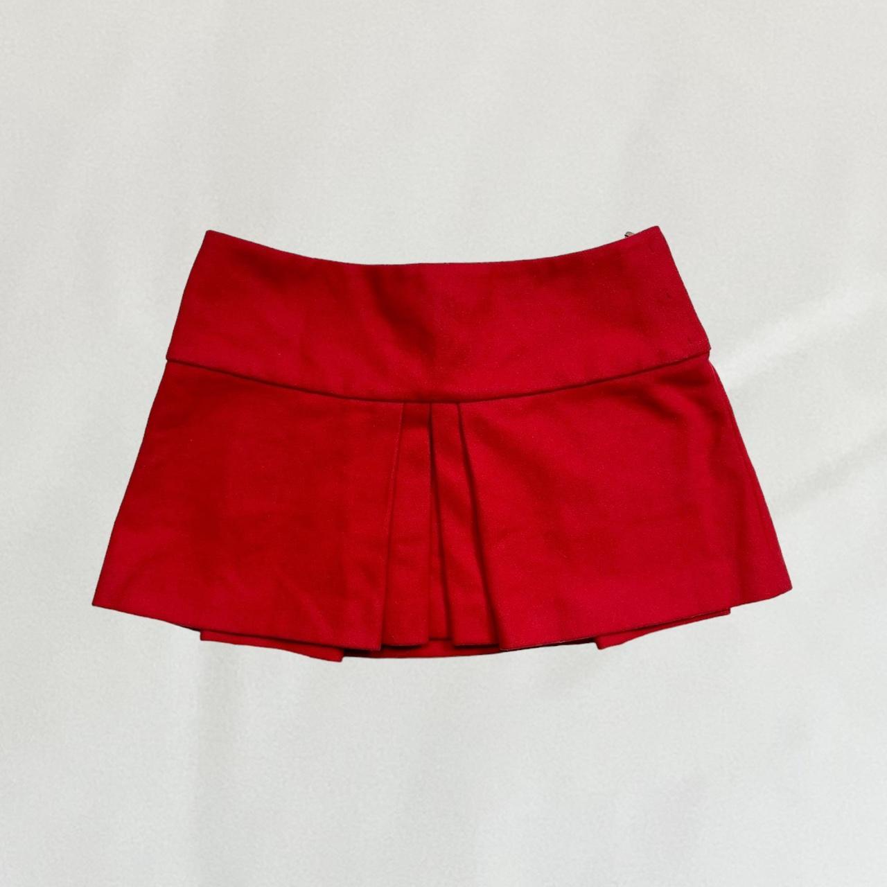 Red Miu Miu pleated mini skirt - Waist 31' length | Depop