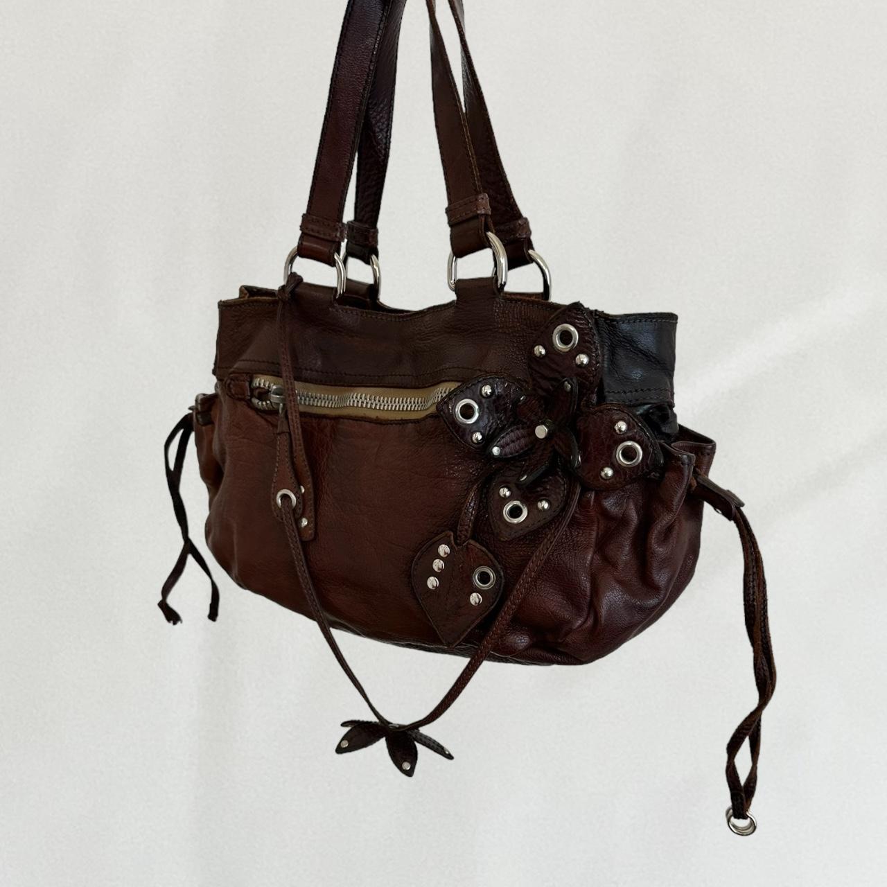 Brown Miu Miu flower bag - Length 33cm height 21cm... - Depop