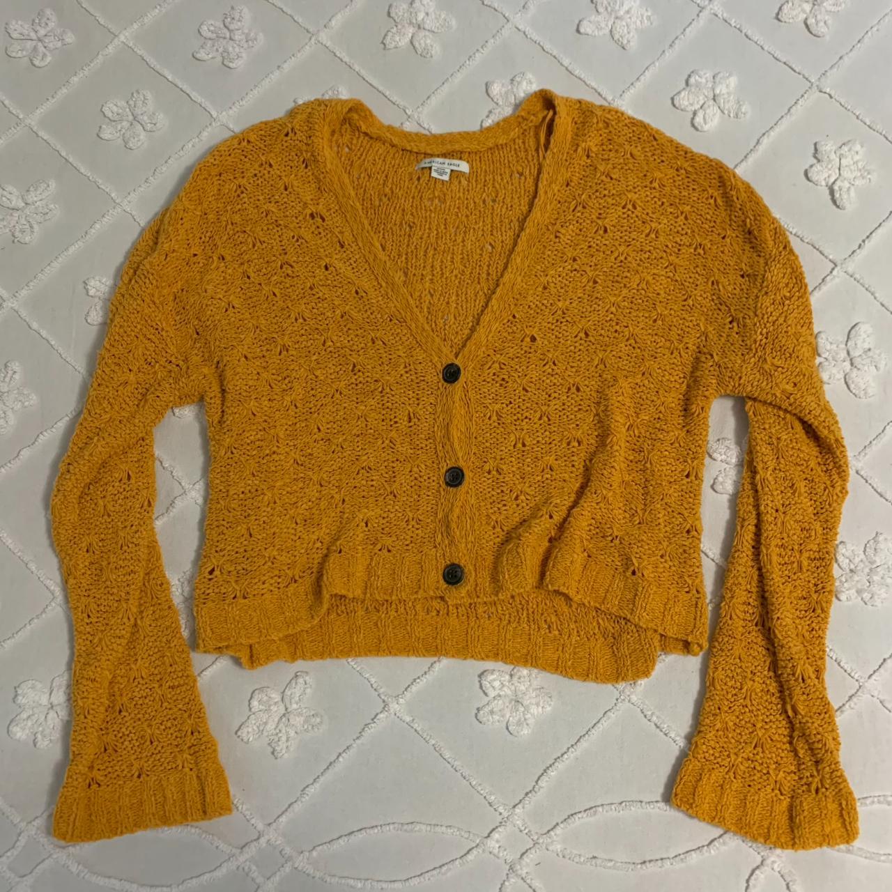 American Eagle Outfitters Women's Yellow Cardigan Depop