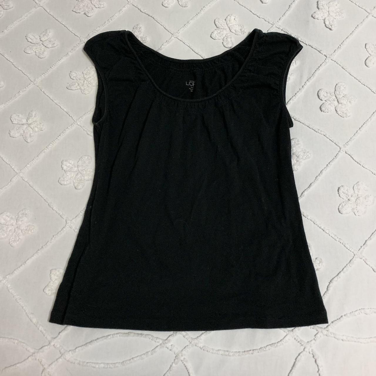 LOFT Women's Black and White Blouse | Depop