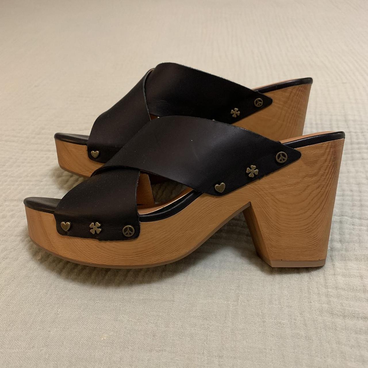 Lucky Brand Black Wooden Clogs In great condition!... - Depop