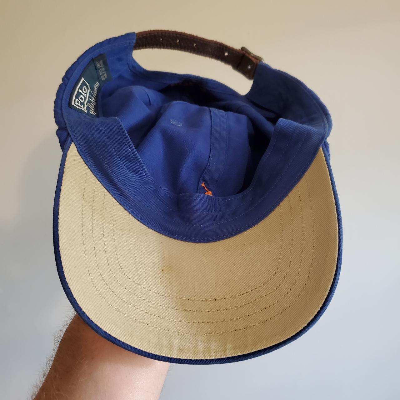 Blue and orange Polo hat with adjustable leather - Depop