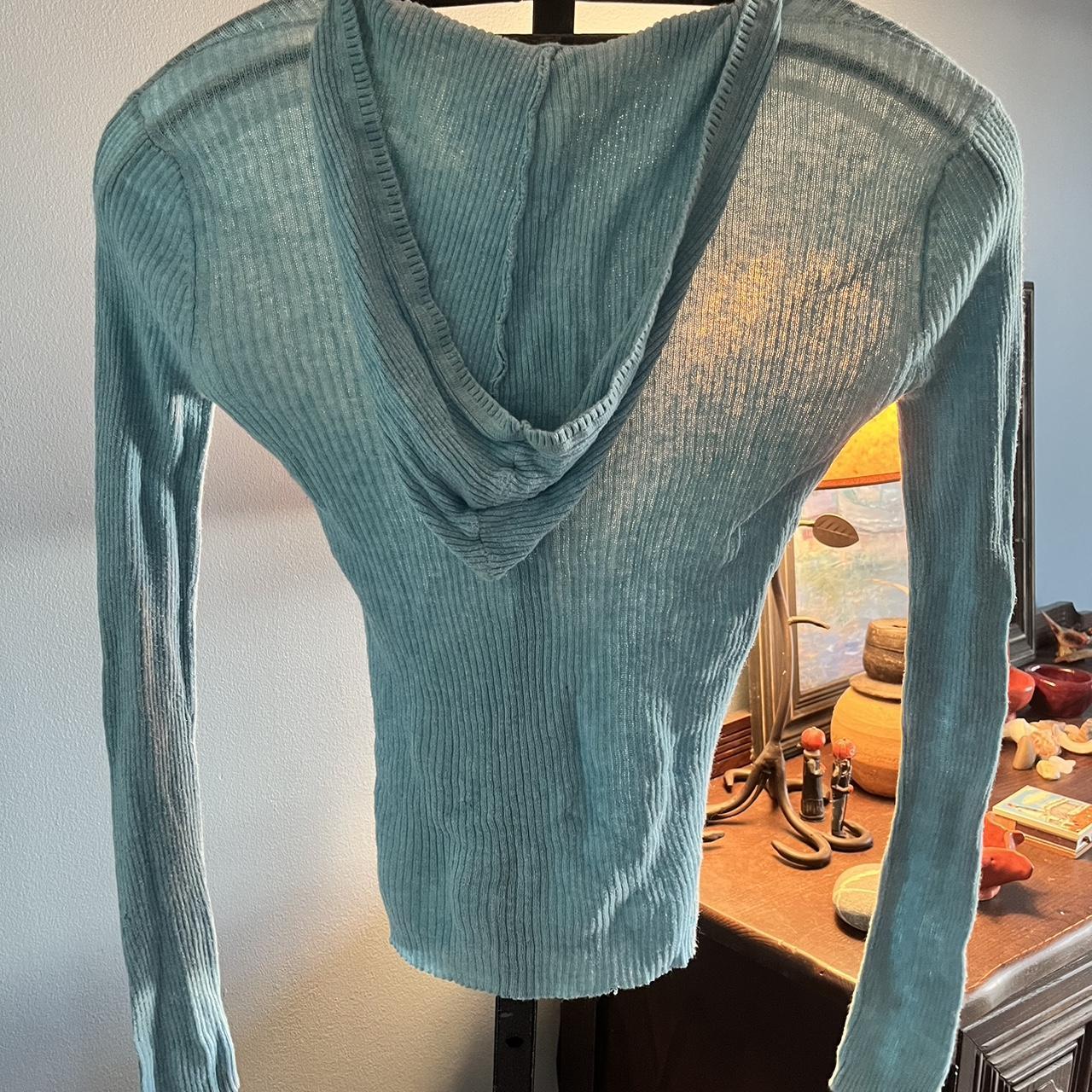 ‘Aeropostale’ baby blue sweater with hood ~~ 100%... - Depop