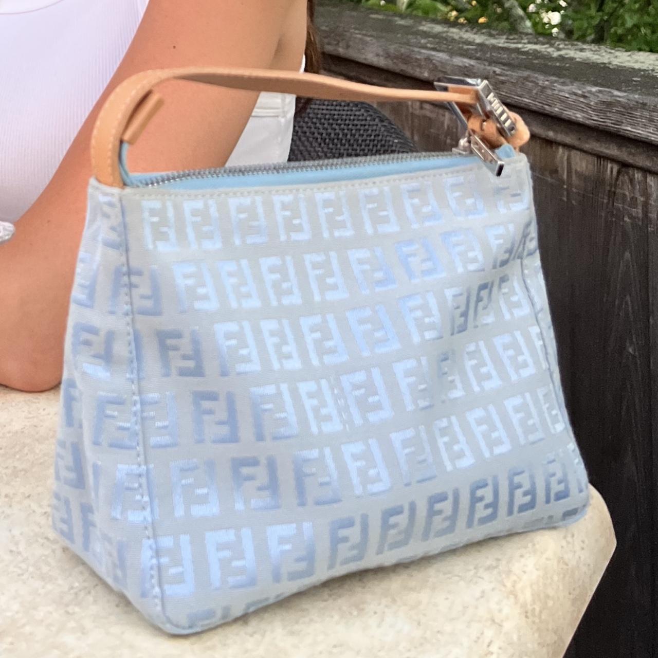 Vintage Fendi Zucchino Handbag Light Blue Only Depop