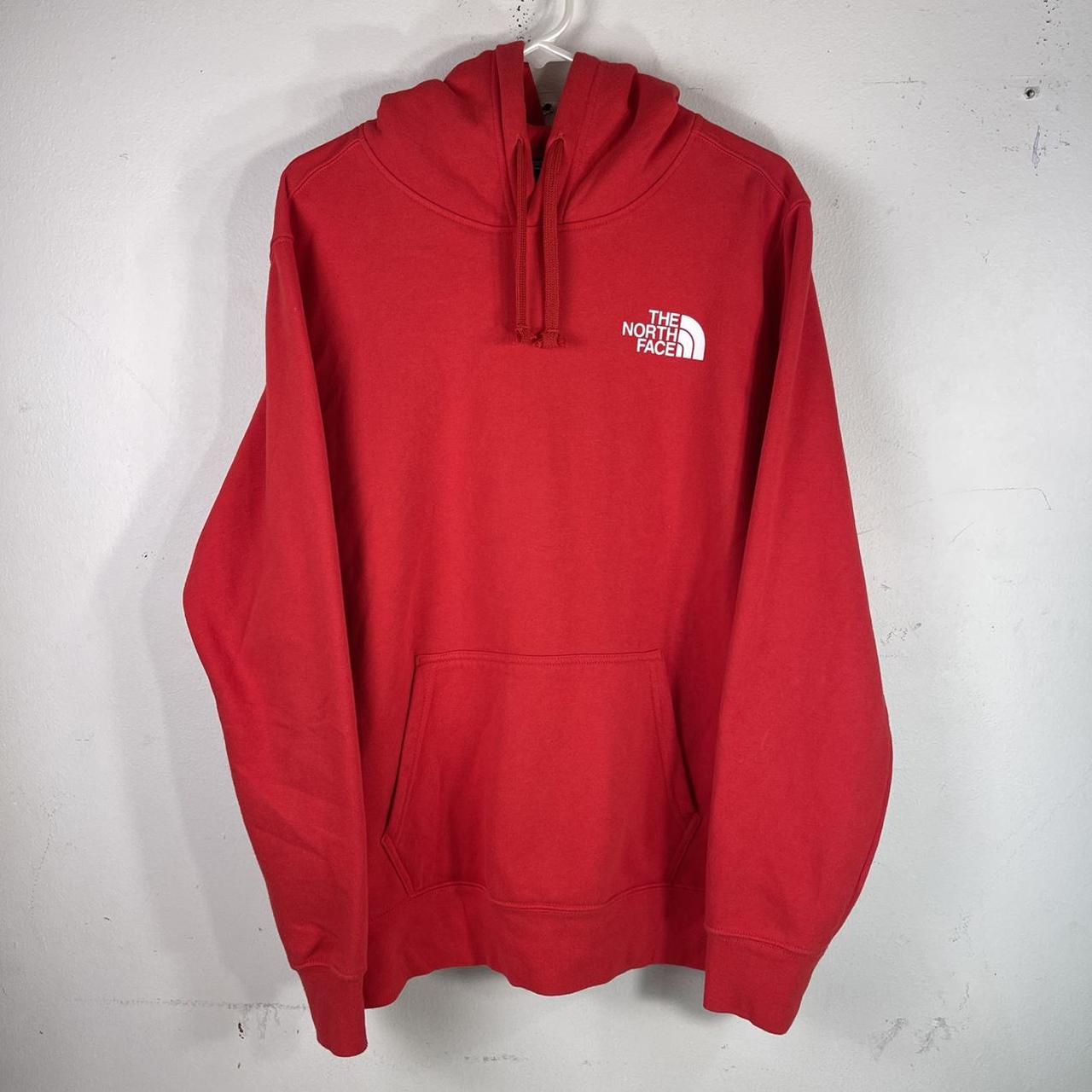 North face red store box hoodie mens