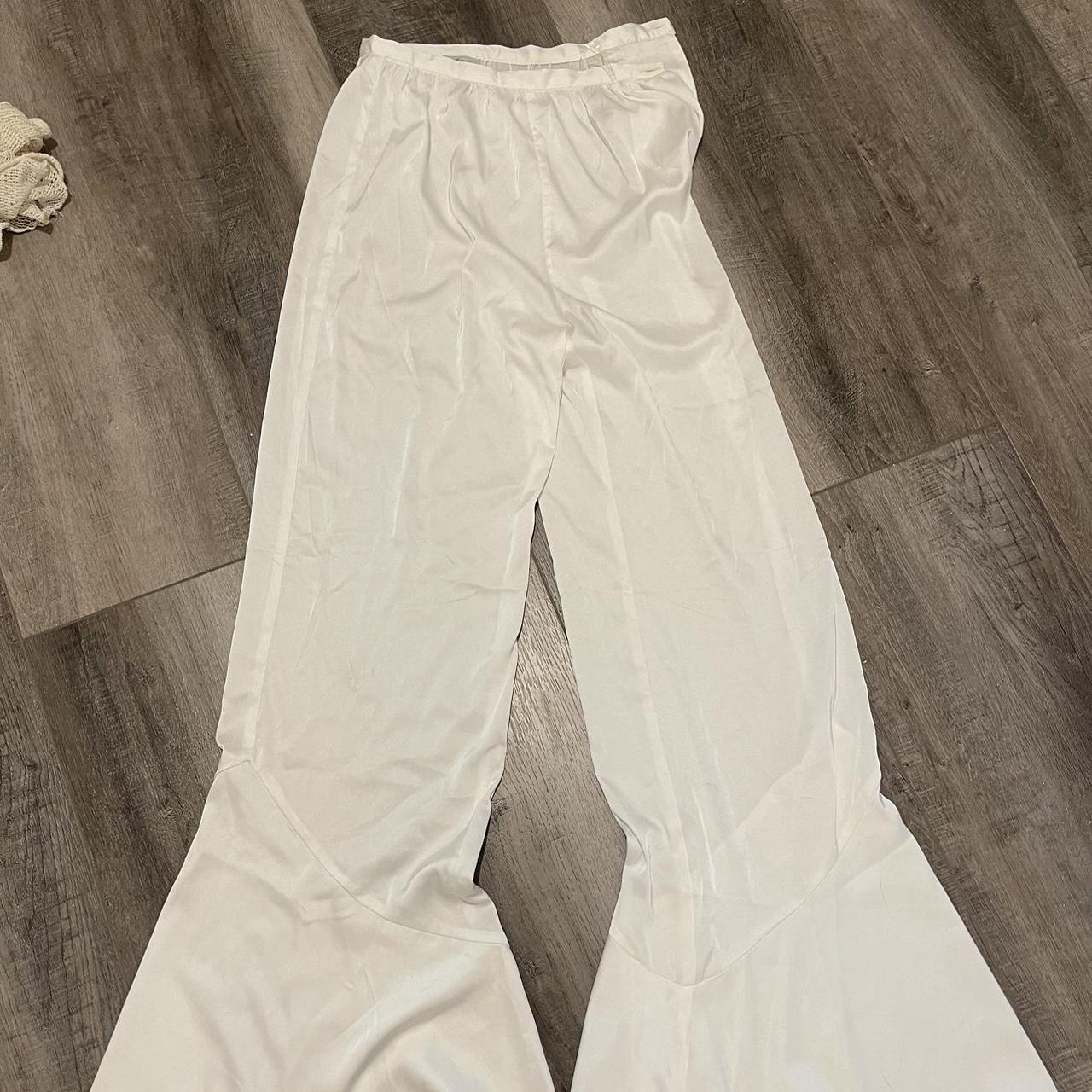 oh polly satin flare pants never worn out says us... - Depop
