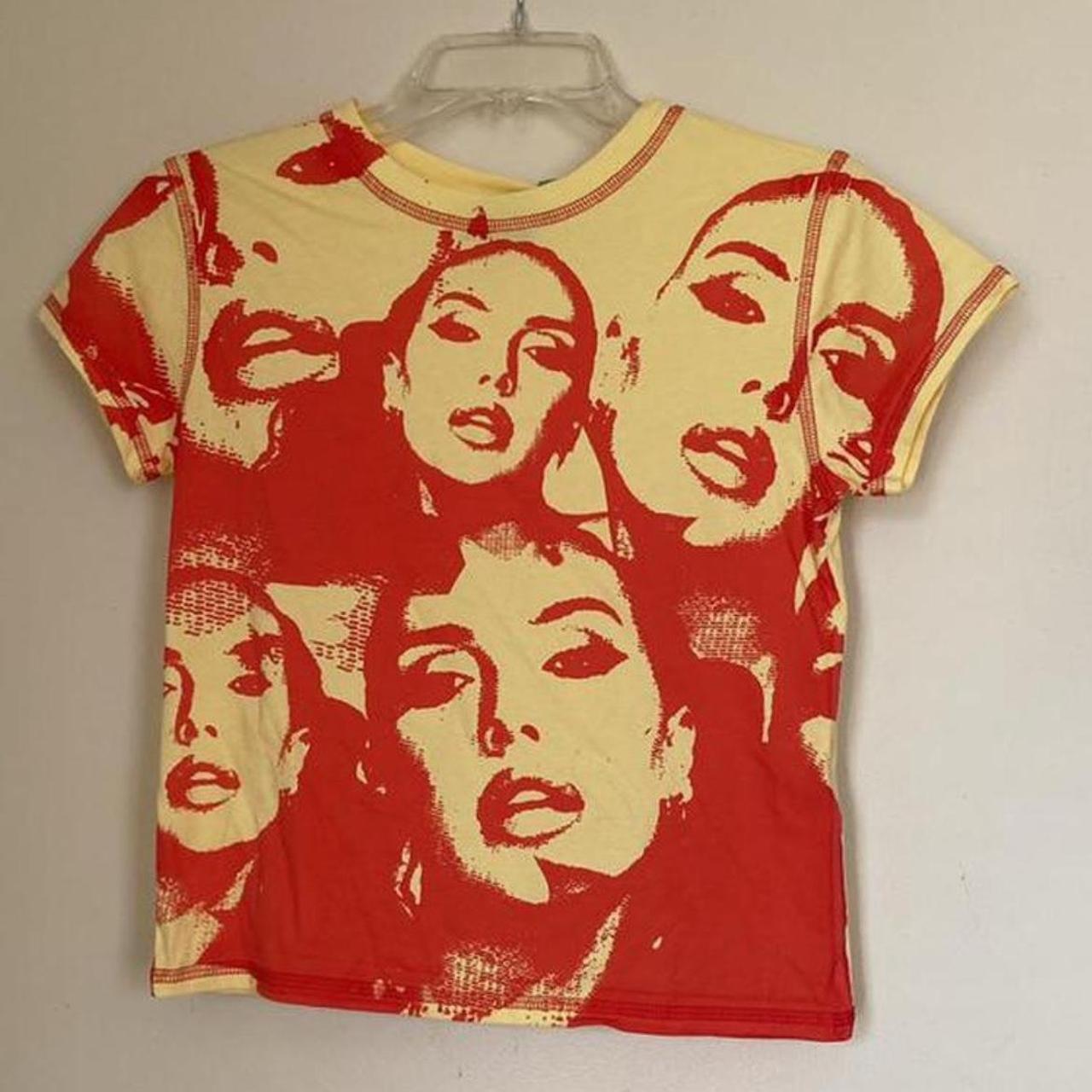 Jaded London Women's Yellow and Red Shirt | Depop
