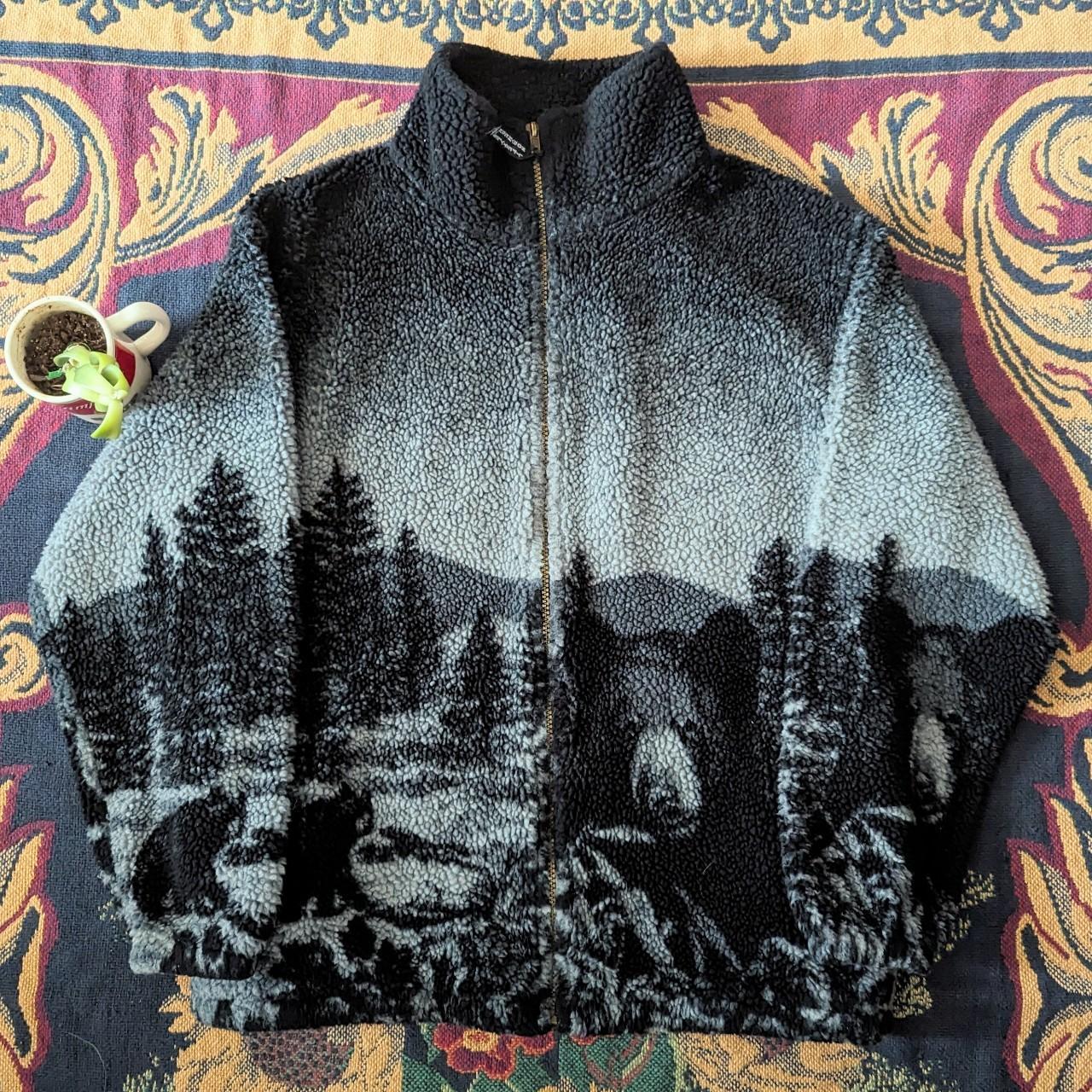 Vintage Black Bear Teddy Fleece Zip-up Length... - Depop