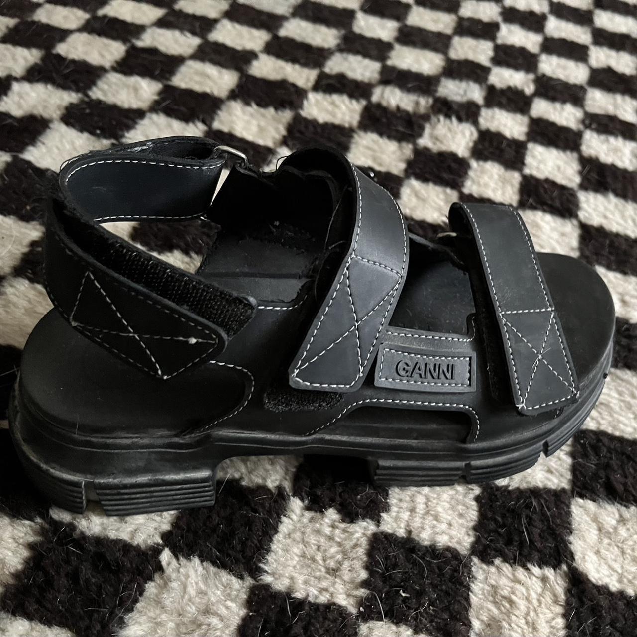 Ganni Women's Black Sandals | Depop