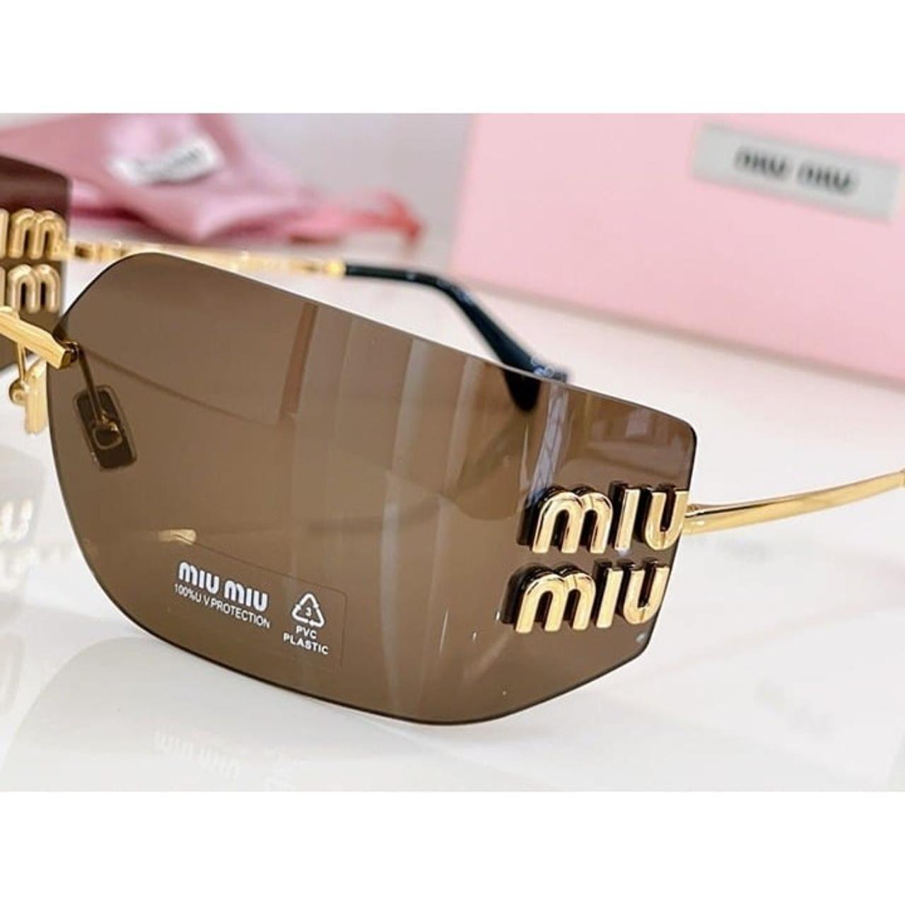 ✨希少美品✨ miumiu gold sunglasses y2k bronze Sunglasses miumiu New unused, no stains, no wear | Depop