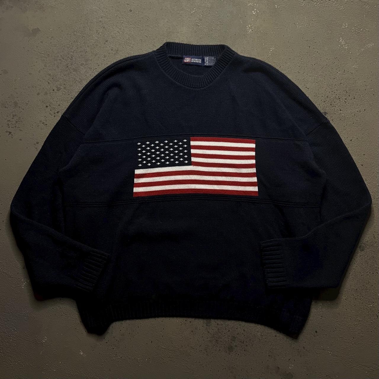 american flag sweater graphic knit USA flag... - Depop