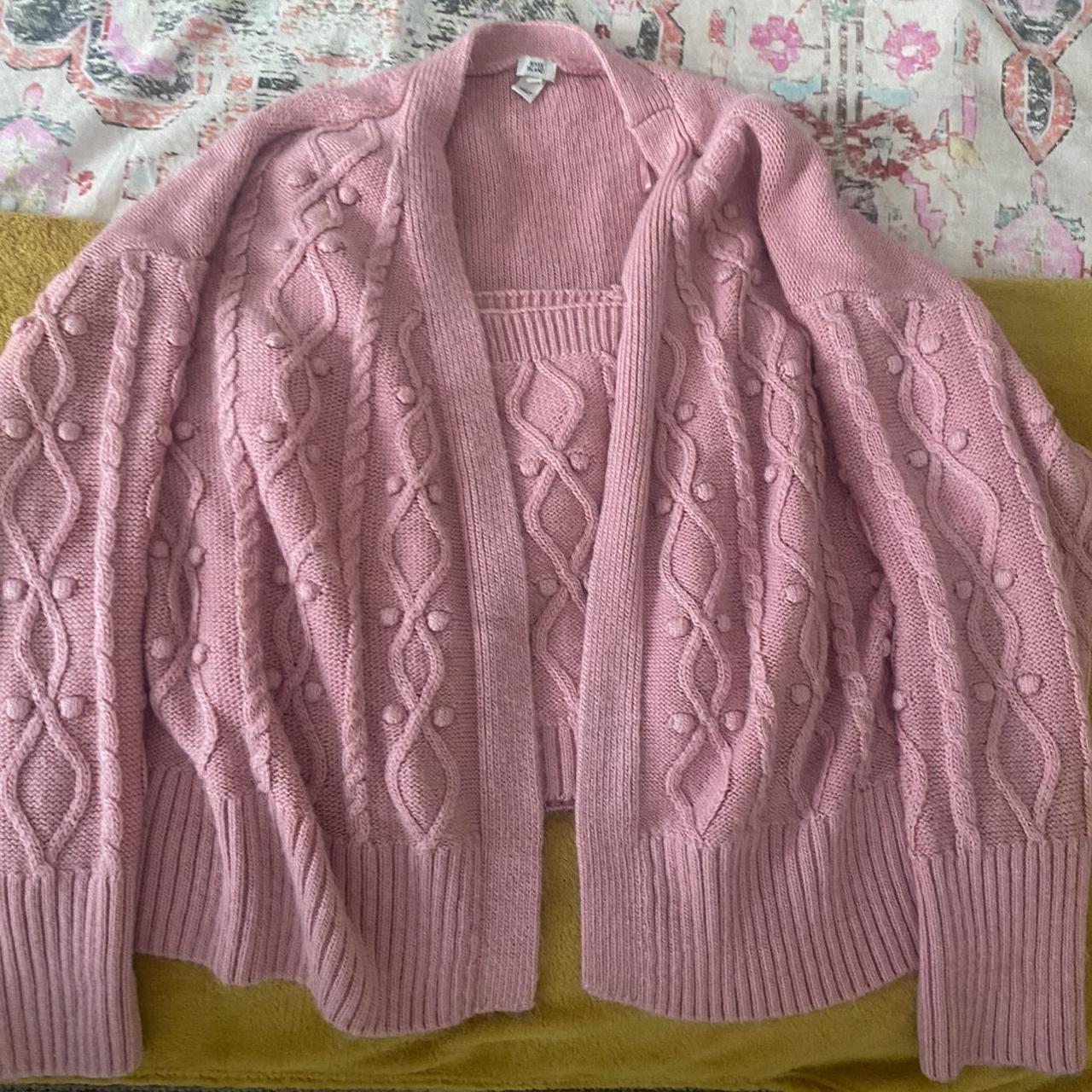 River Island Knitted Cardigan And Bralet Set In Pink Depop