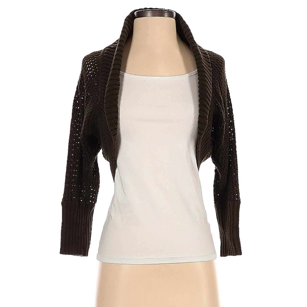 Club Monaco Brown Olive Green Fishnet Bolero Shrug