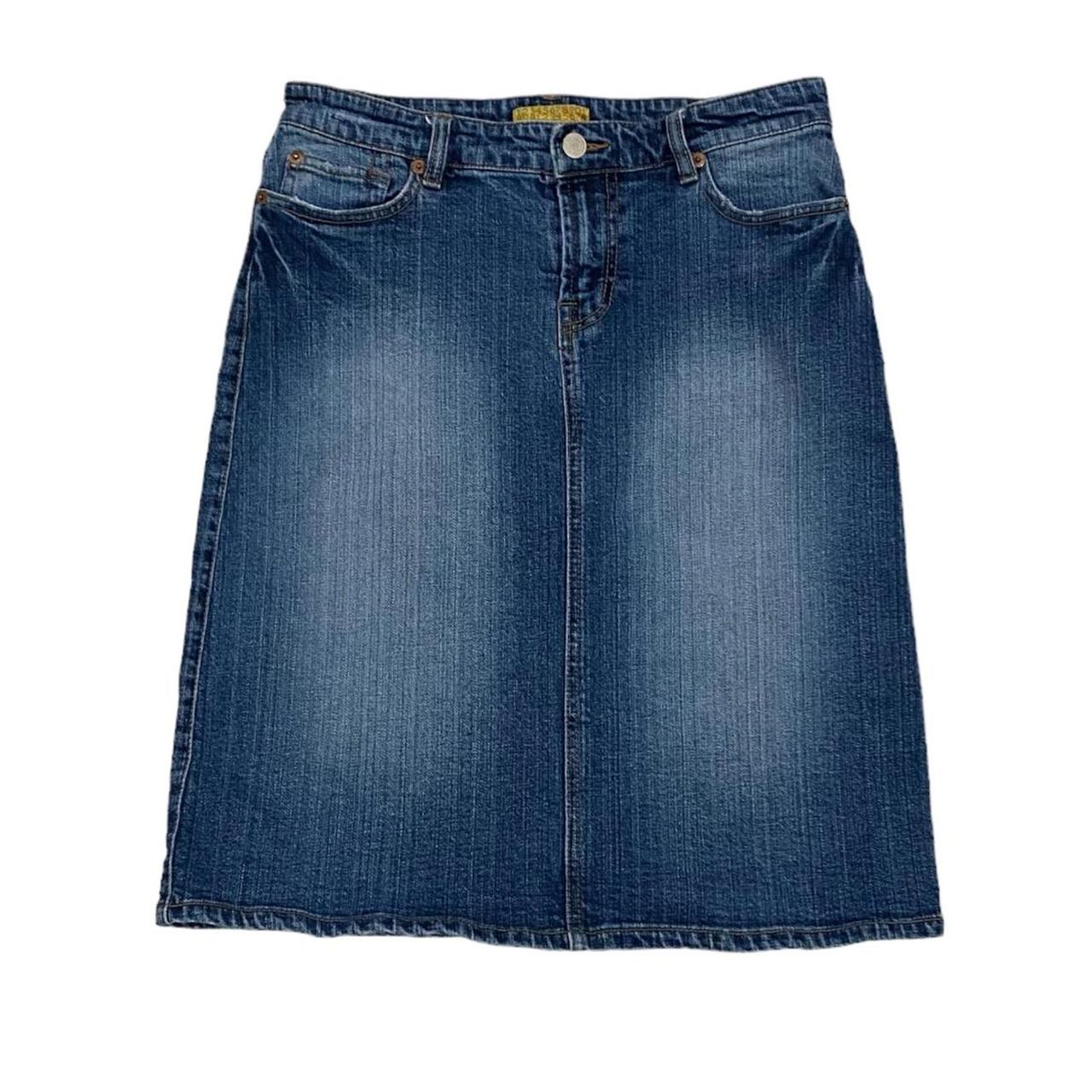 vintage denim midi skirt ⭐️ • such a unique yet... - Depop