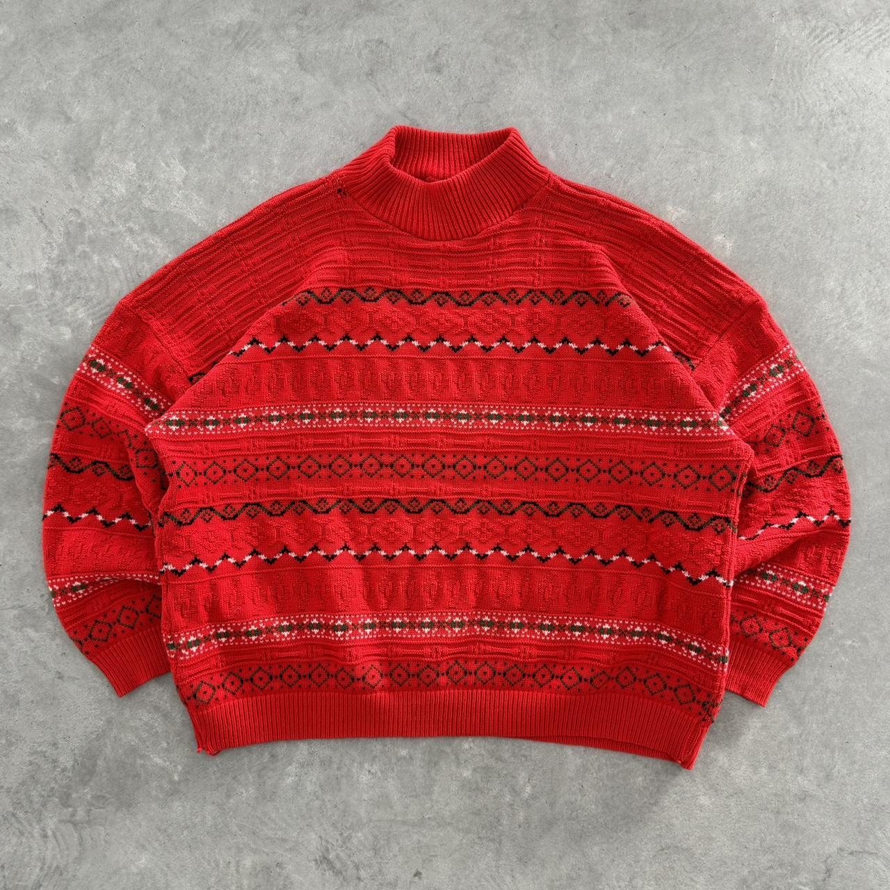Men's Sweater - Red/Multi - L – vintage sweater n… - image 1