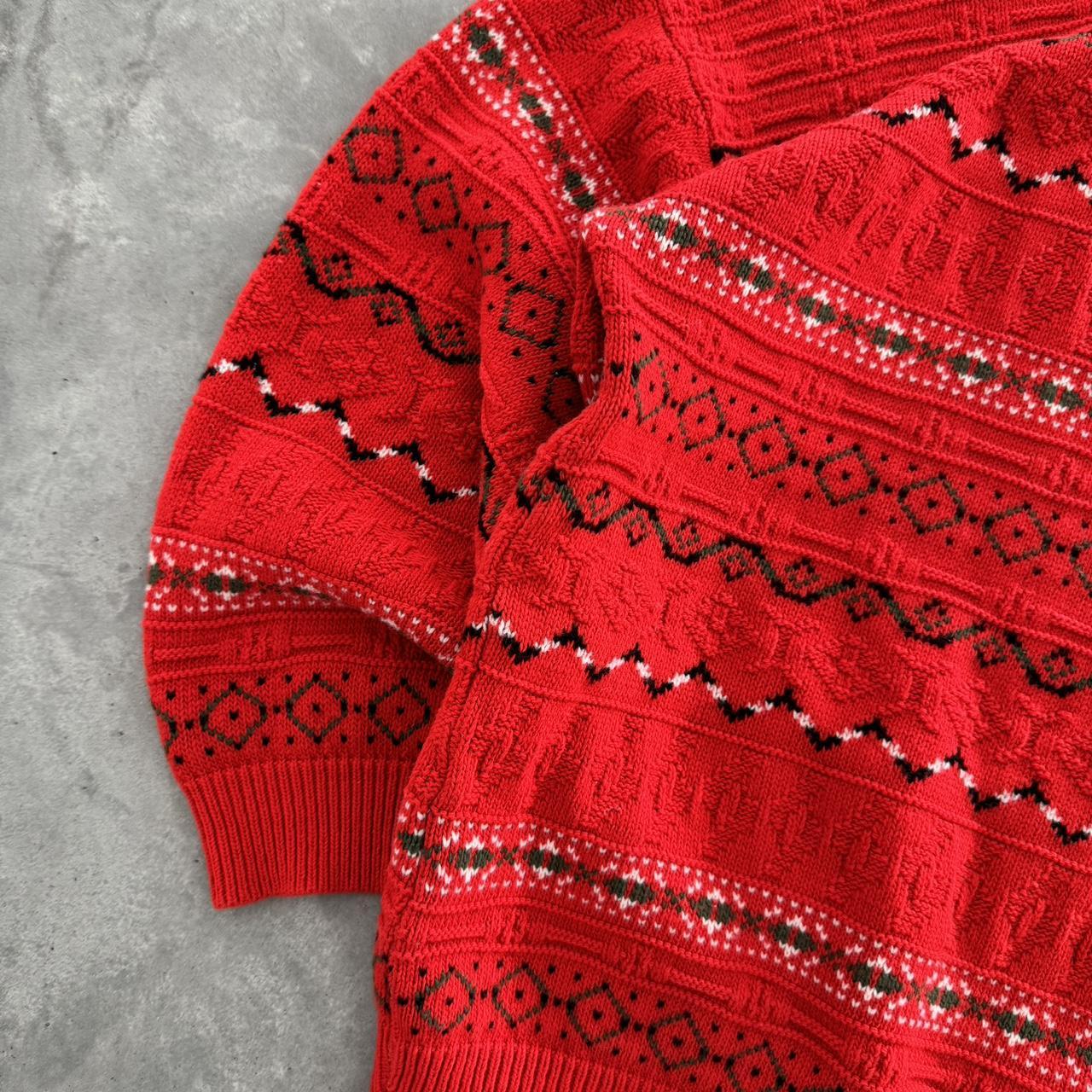 Men's Sweater - Red/Multi - L – vintage sweater n… - image 2