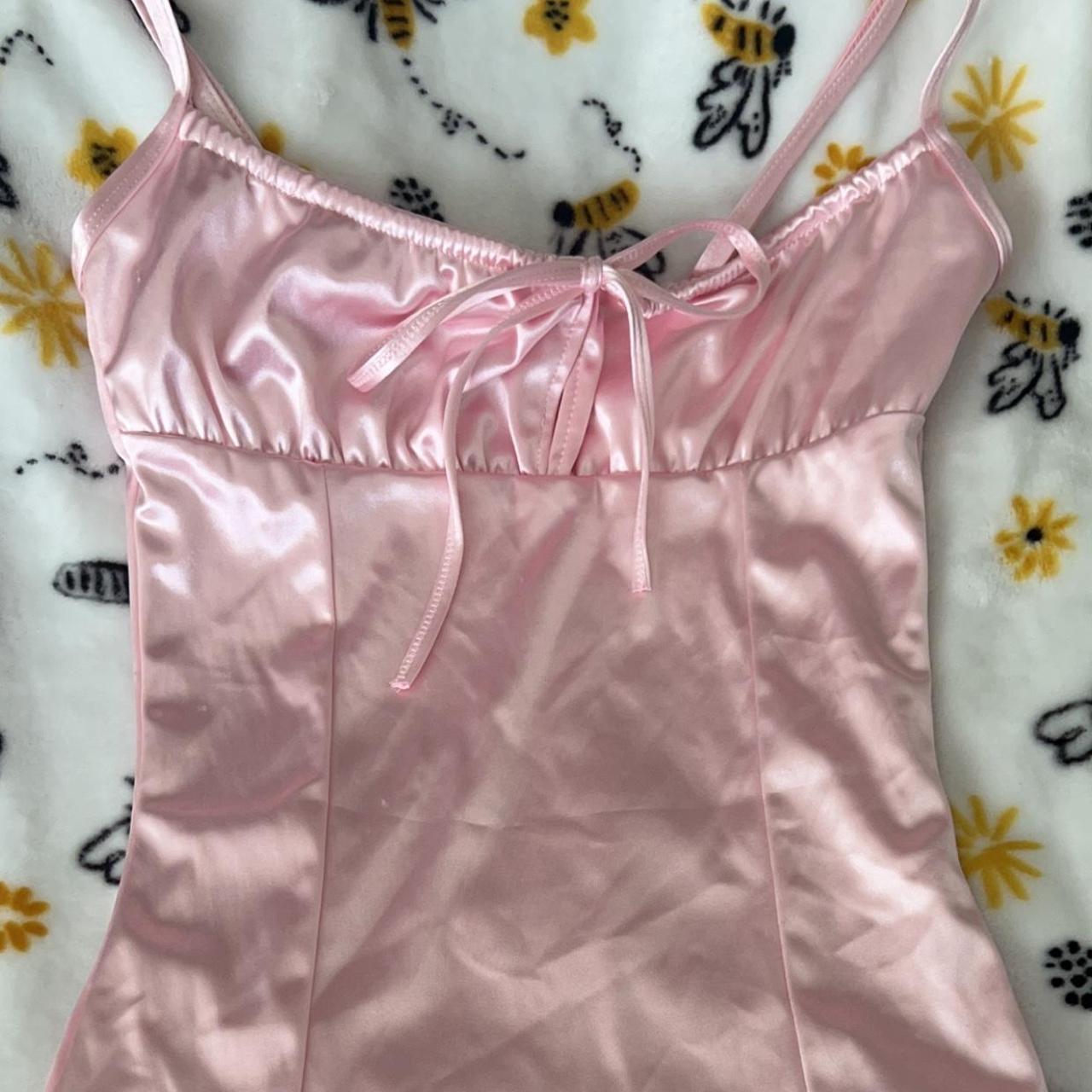 sugar thrillz baby pink mini dress with tie top and... - Depop