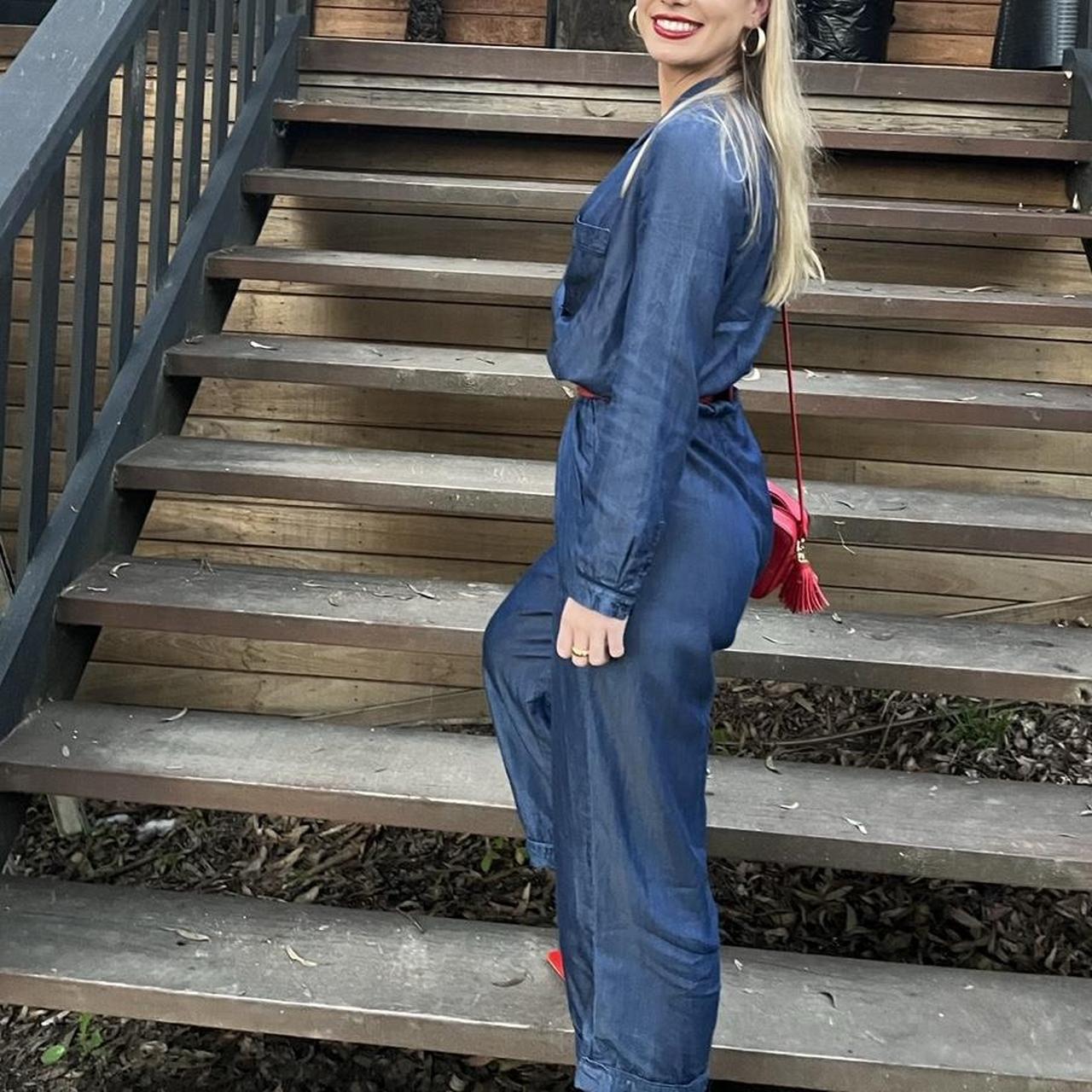Zara Women's Navy Jumpsuit Depop