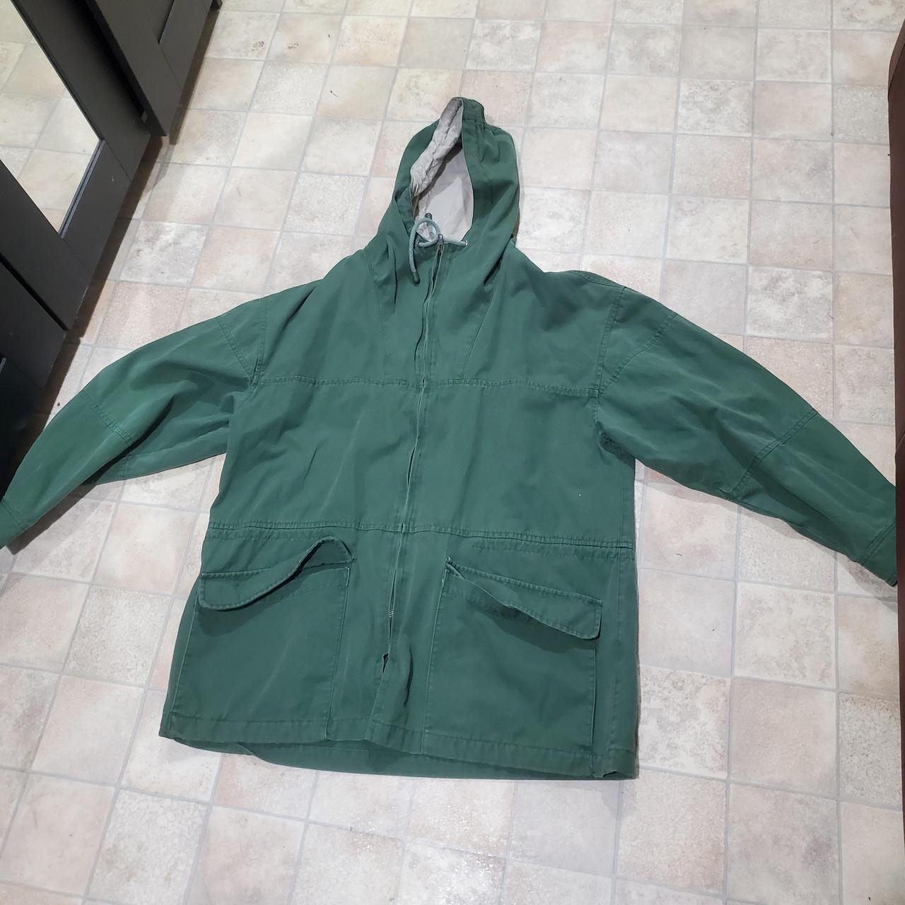 Green members only canvas jacket white spits on... - Depop