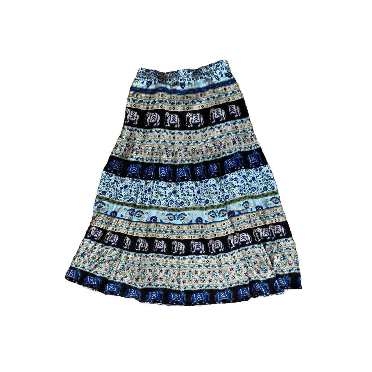 Cotton Traders Women's Blue and Navy Skirt | Depop