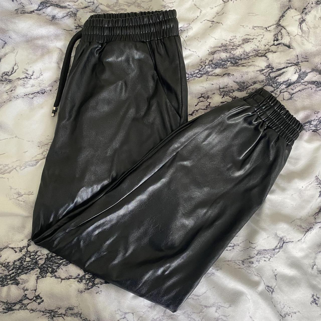 BLACK FAUX LEATHER JOGGERS AX PARIS Size m l They