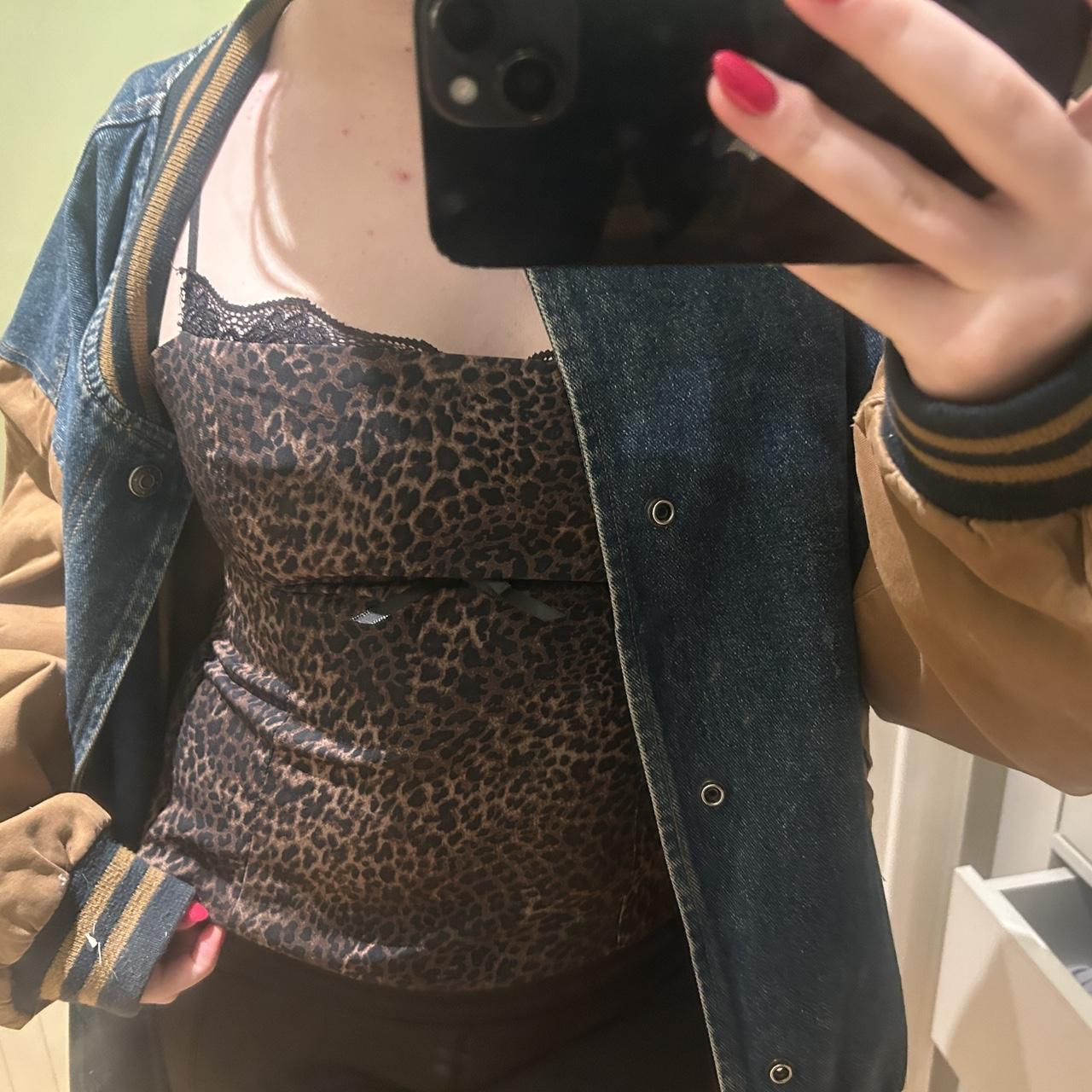 Leopard print lace cami top in brown and black,... - Depop
