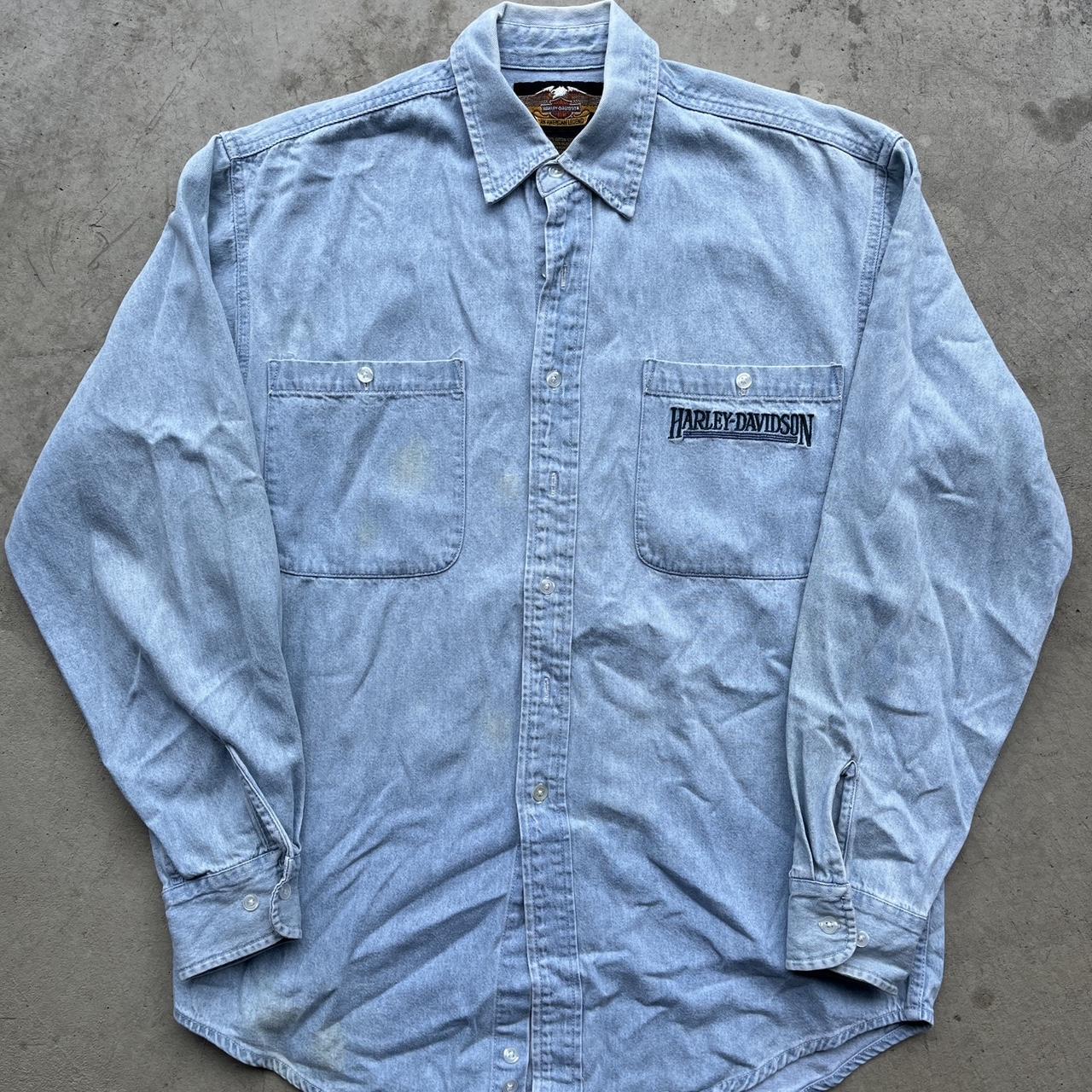 Harley davidson blue sale jean shirt