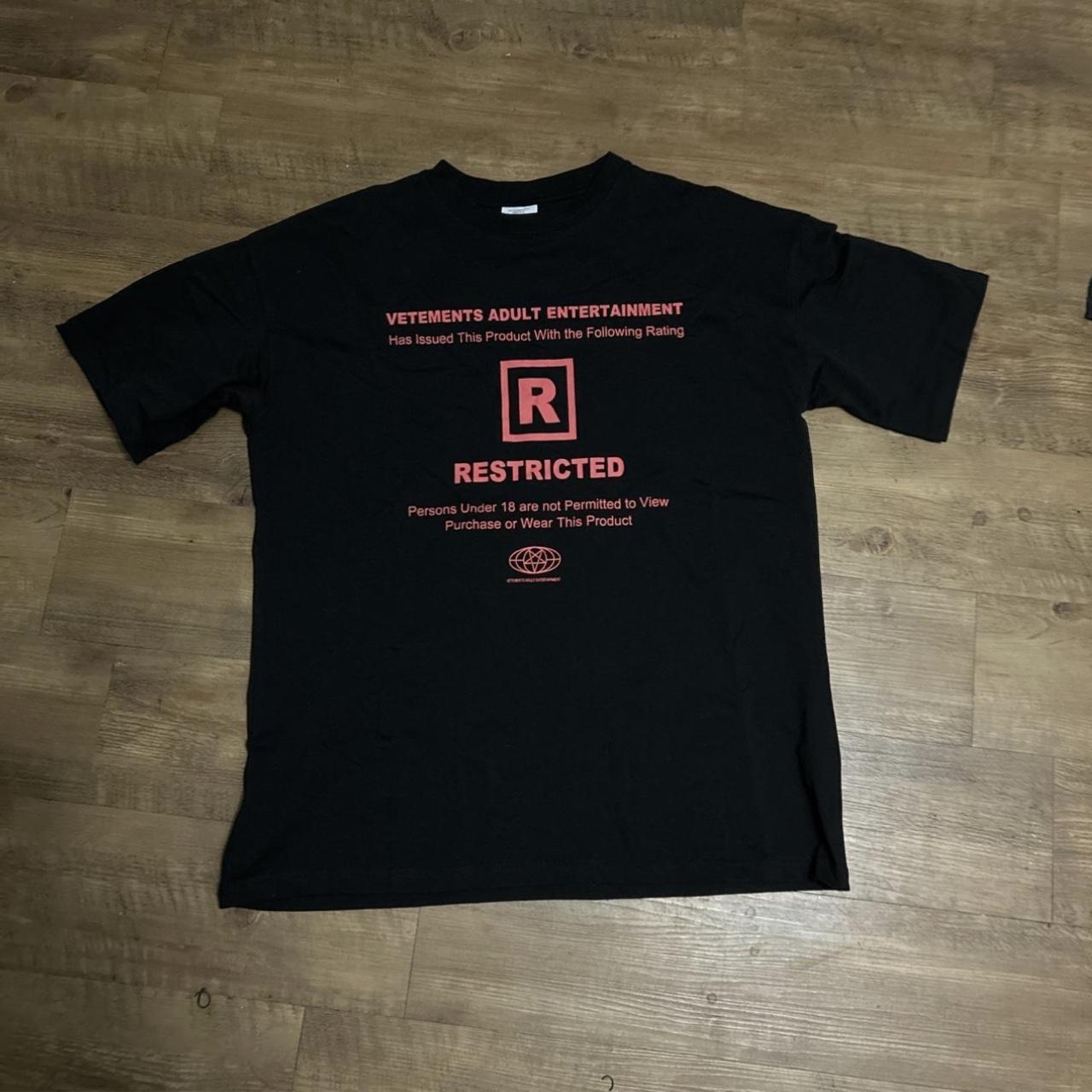 Vetements 18+ Restricted Tee Working with all... - Depop